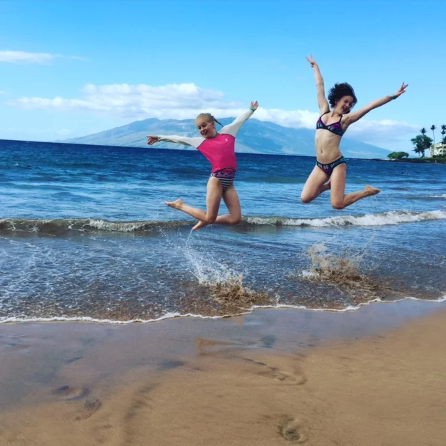 Fun on the beach with Lynsay's daughters