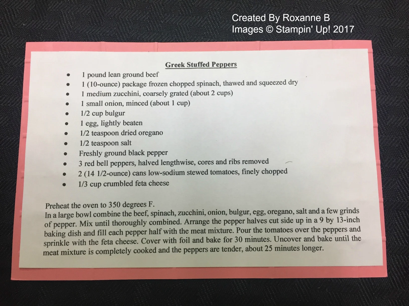 Roxanne's Recipe Swap (back) - www.stampedwithaloha.com
