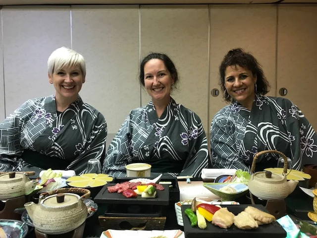 Lynsay, Meg and Cindy about to experience a Kaiseki dinner