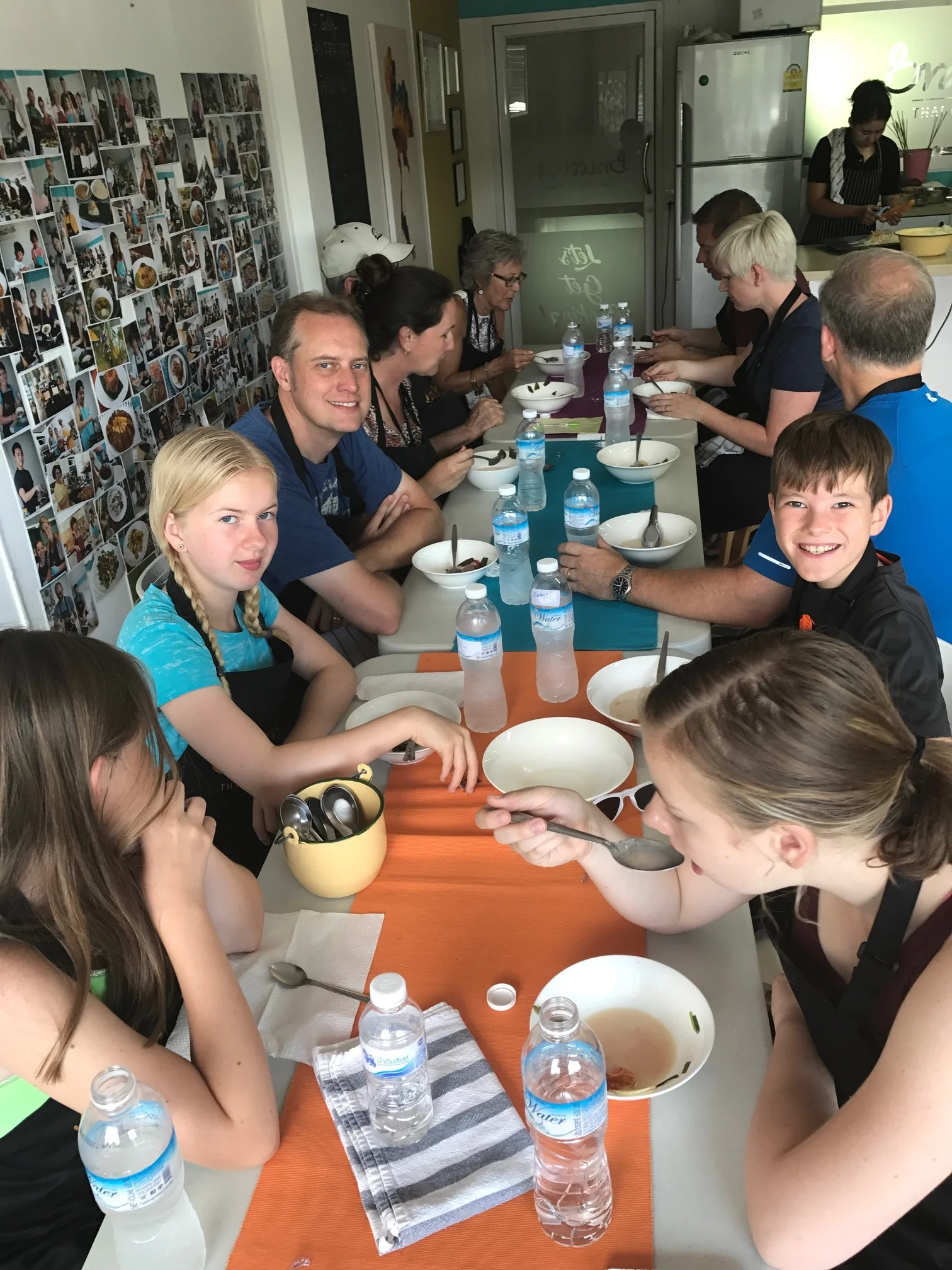 Sampling our food at the Brass Wok Cooking School