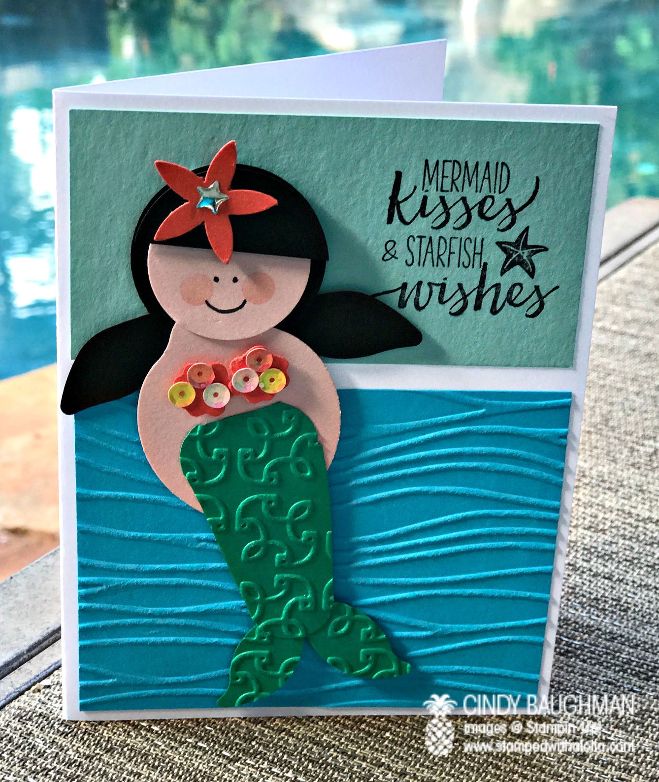 Mermaid Punch Art Card - www.stampedwithaloha.com