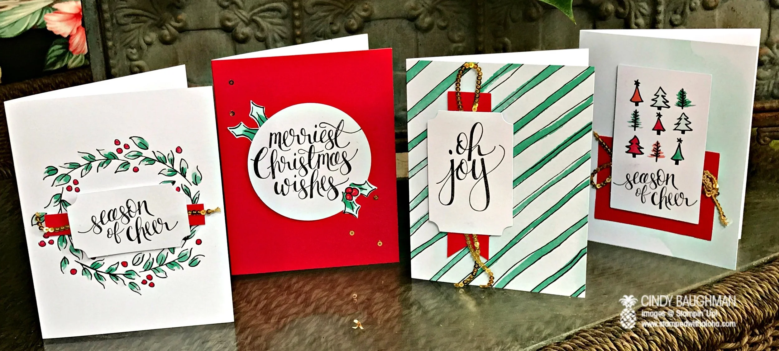 Watercolor Christmas Card Class - www.stampedwithaloha.com