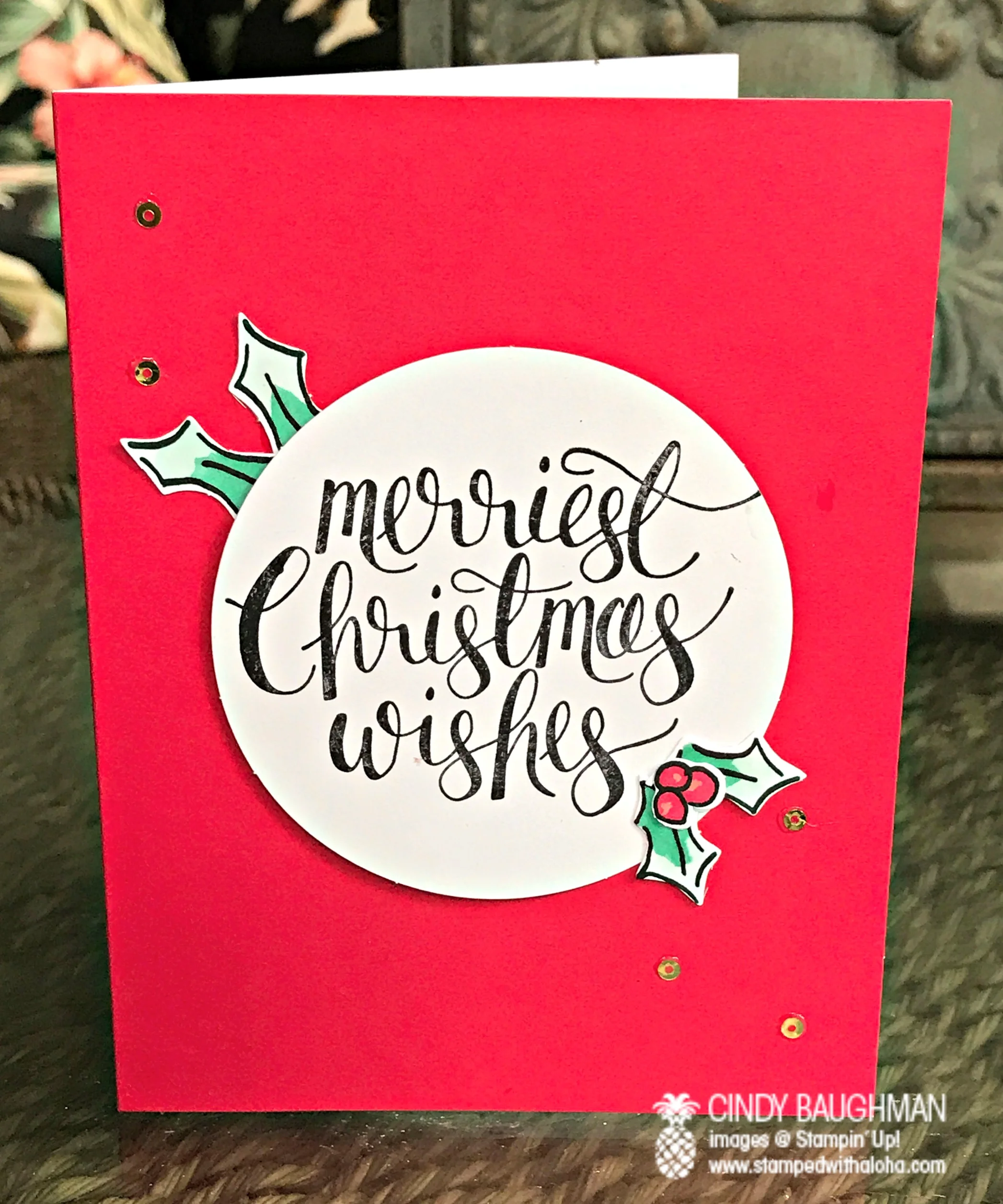 Watercolor Christmas Wishes Card - www.stampedwithaloha.com