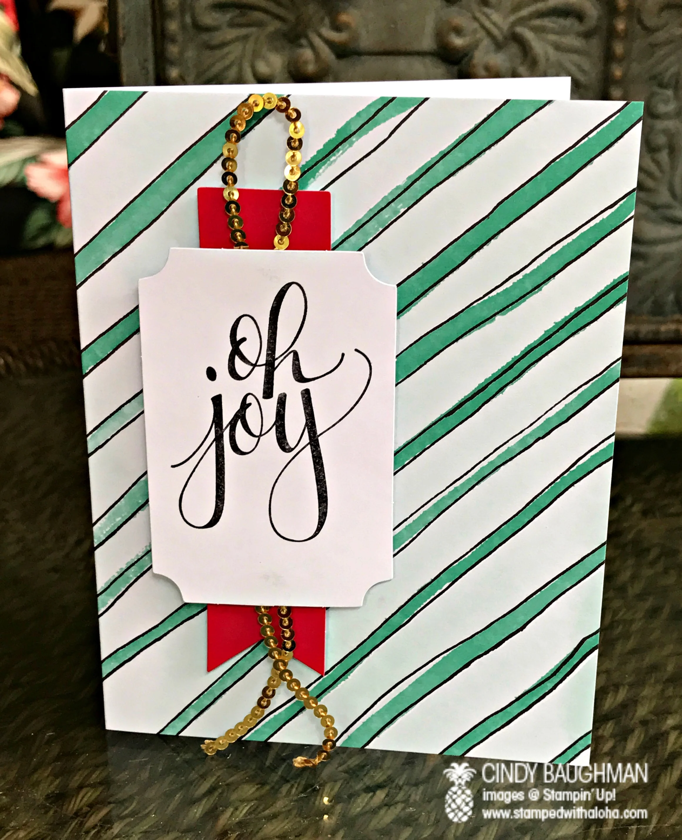 Watercolor Christmas Joy Card - www.stampedwithaloha.com
