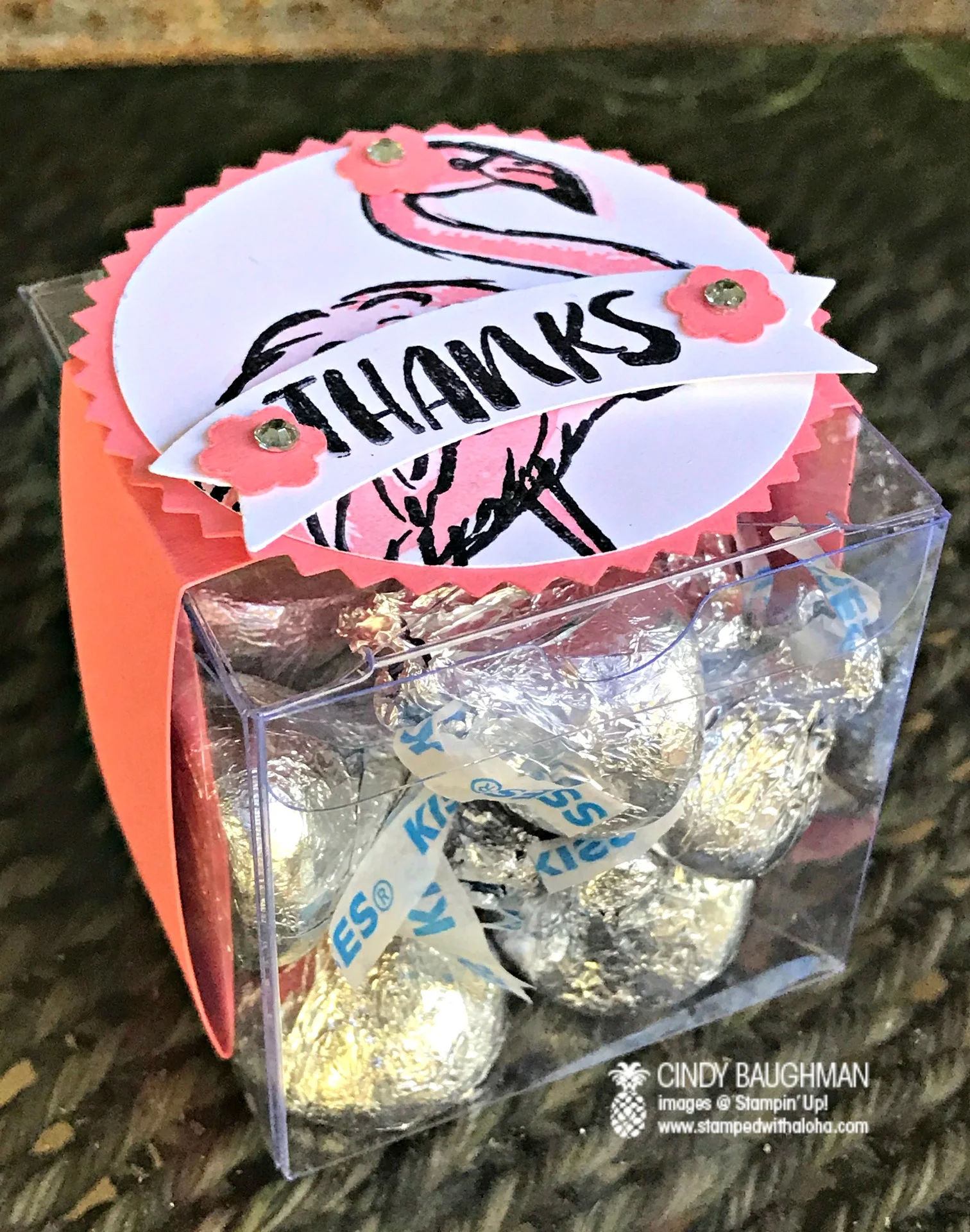 Fabulous Flamingo Clear Box Treats - www.stampedwithaloha.com