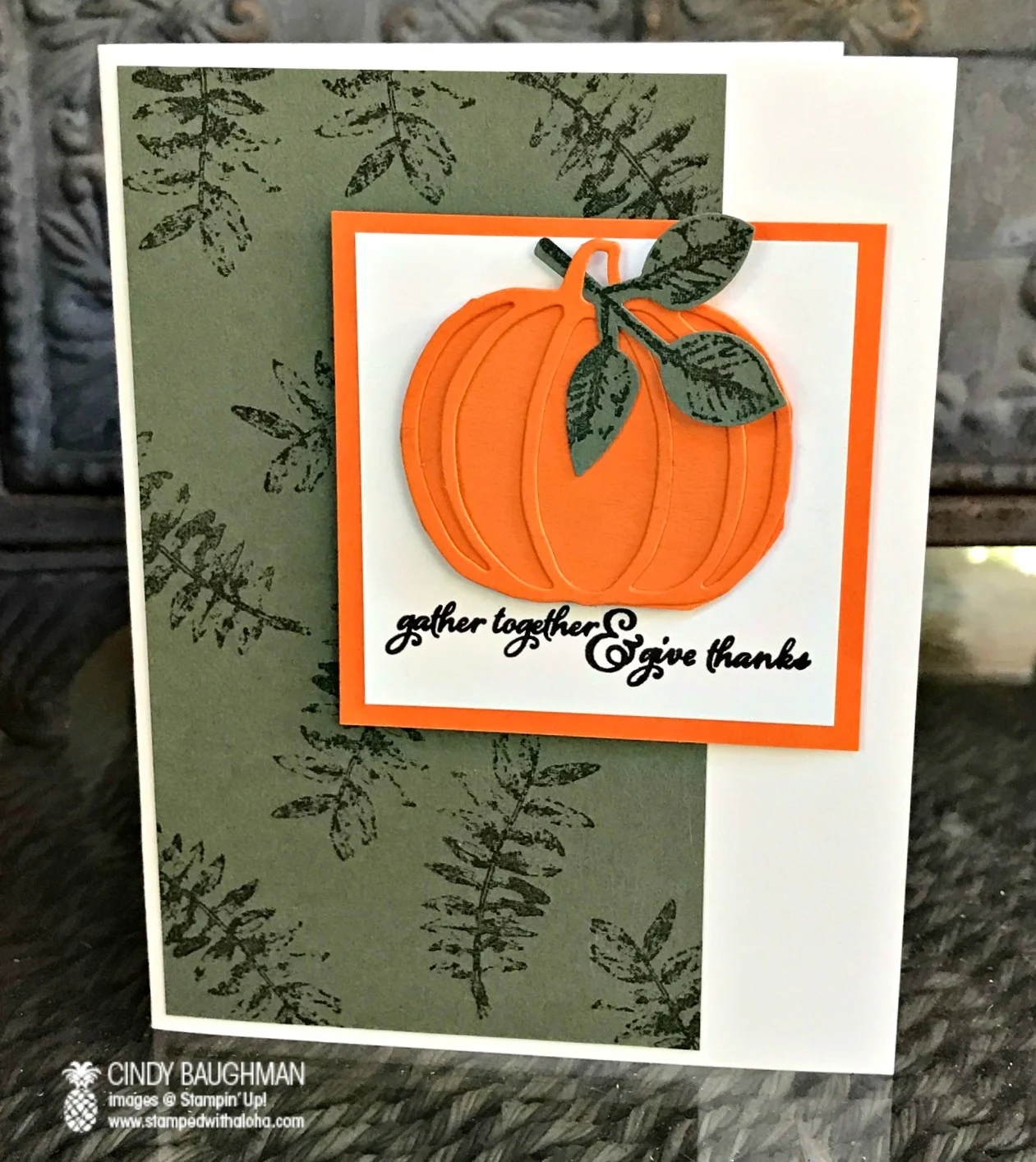 Painted Harvest Pumpkin Card - www.stampedwithaloha.com