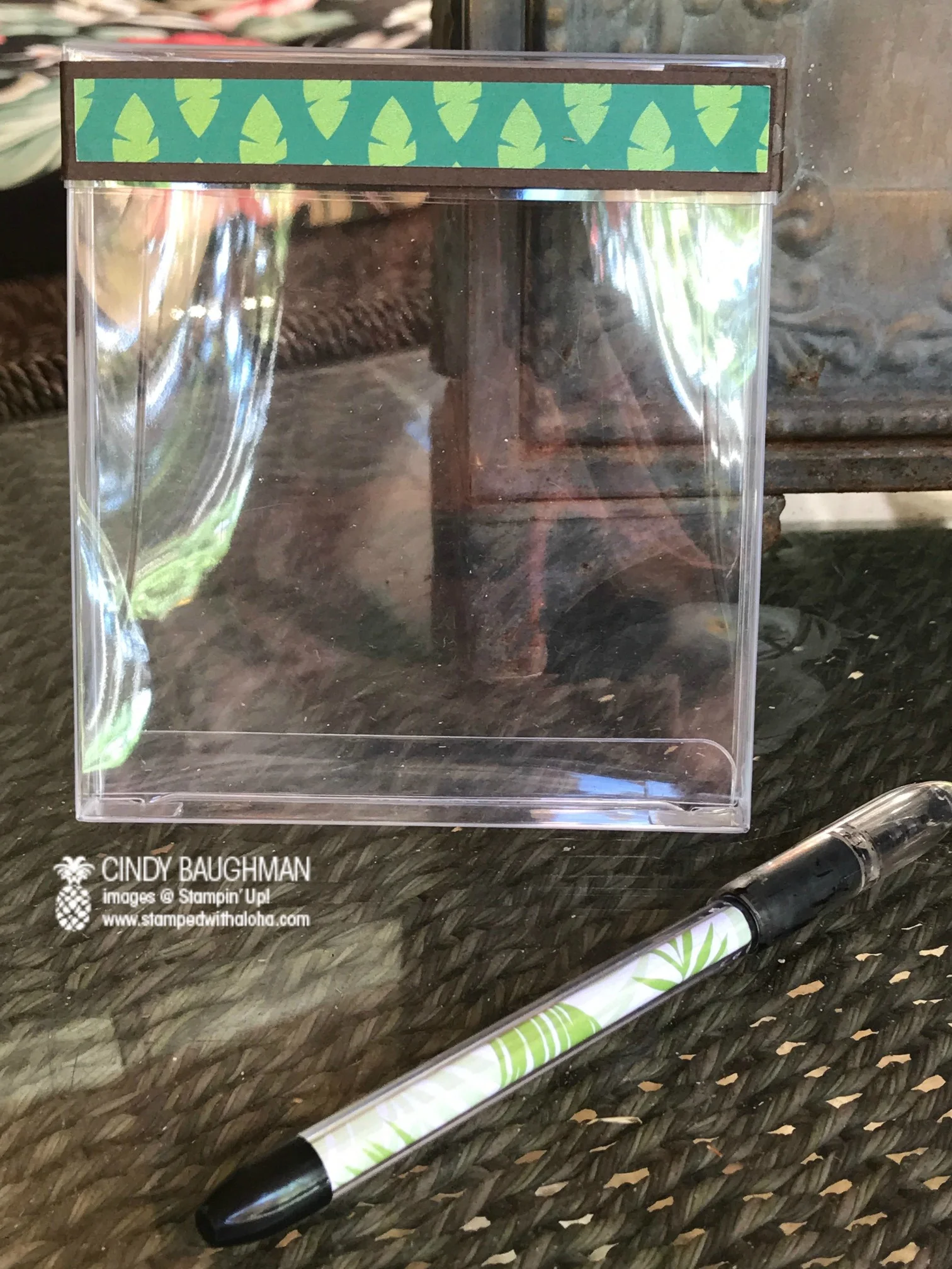 Acetate Card Box and RSVP pen - www.stampedwithaloha.com