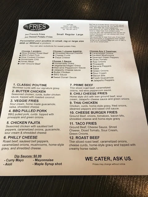 My Fries Menu