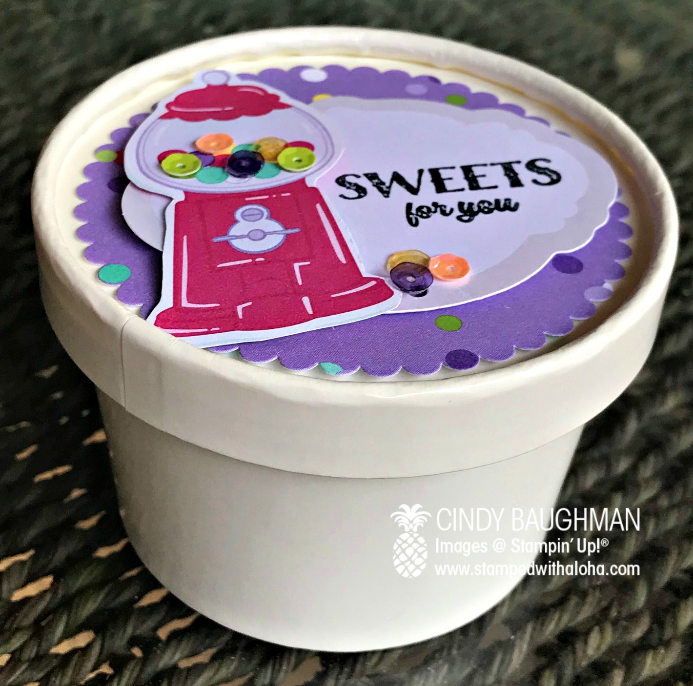 Sweet Cup filled with Gum Balls - stampedwithaloha.com