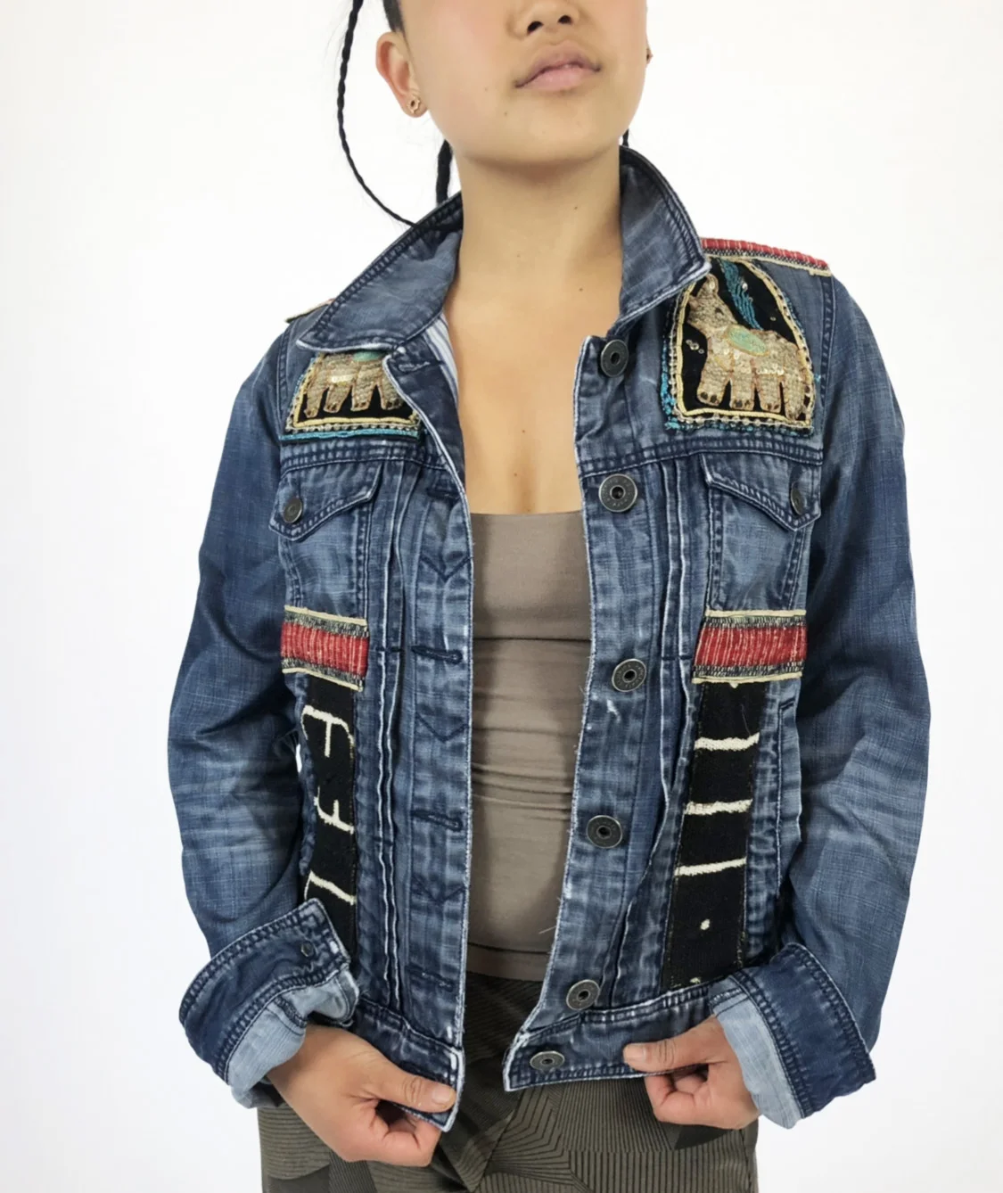 Bogolan Mud Cloth Denim -Elephant jacket 