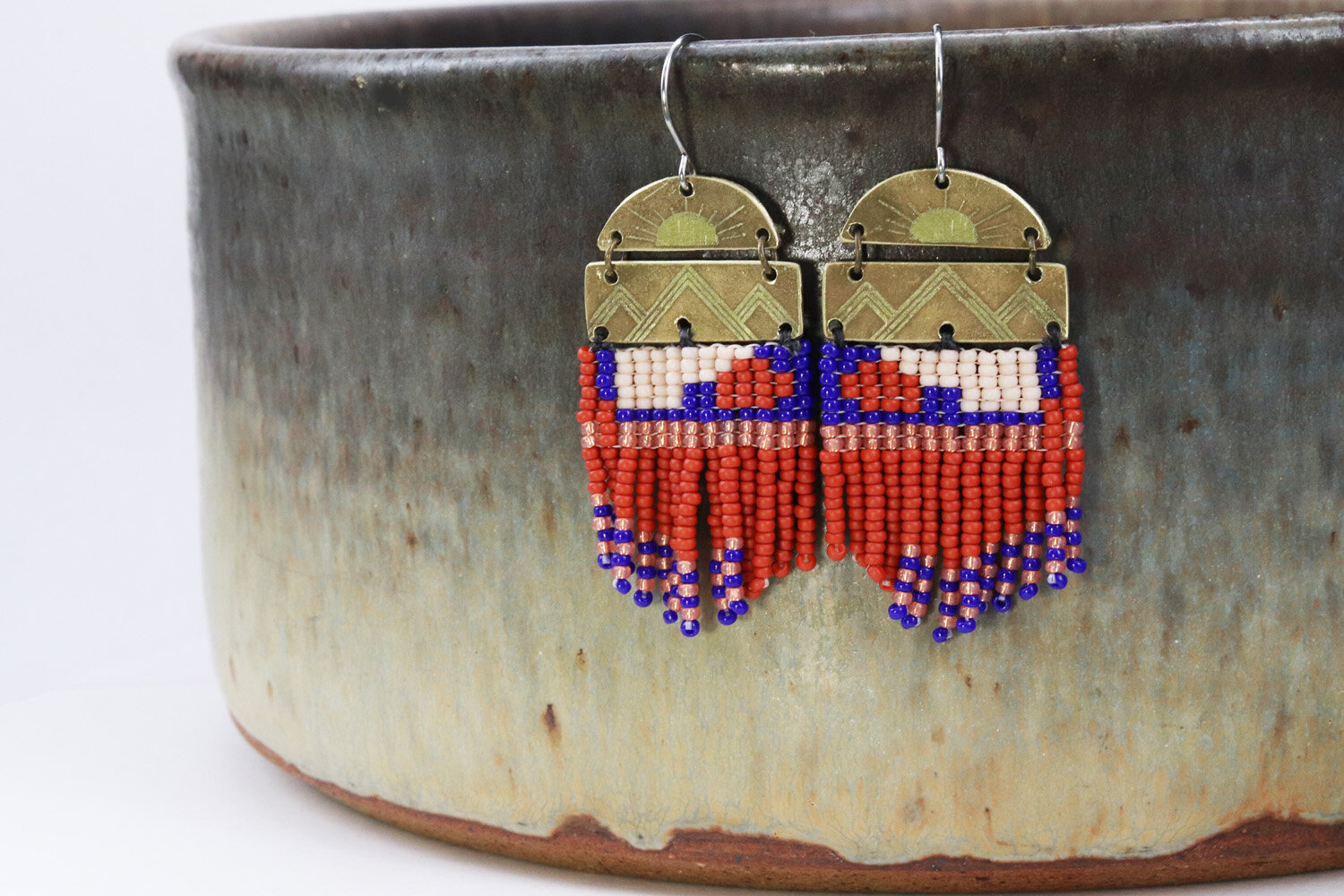 Taos Brass Earrings - Adobe 