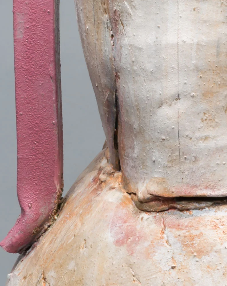 (Detail) Large Pot with Pink Handles and Rim, 2016, 32" x 18"