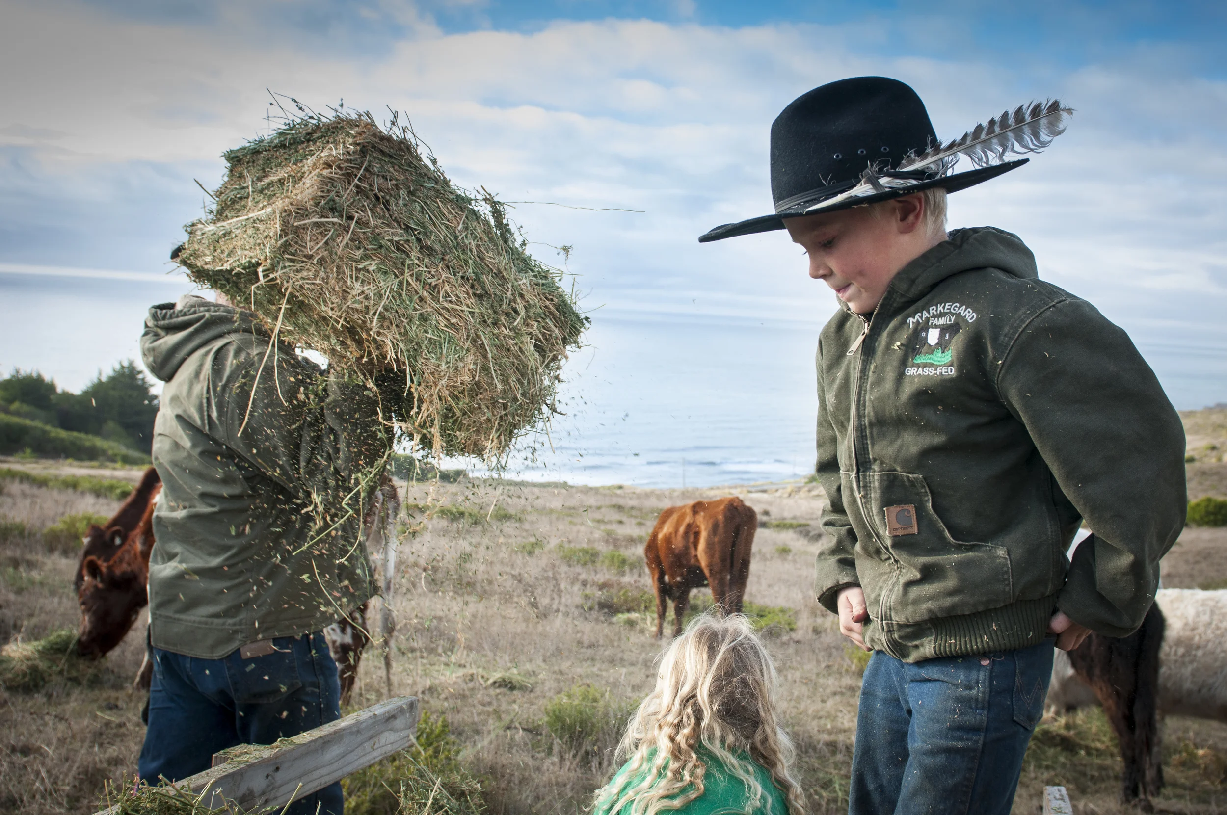 In San Gregorio CA, the Markegard family ranch raises grass-fed cattle, following holistic management of the land and respect for nature, in spite of the worst drought in California history.