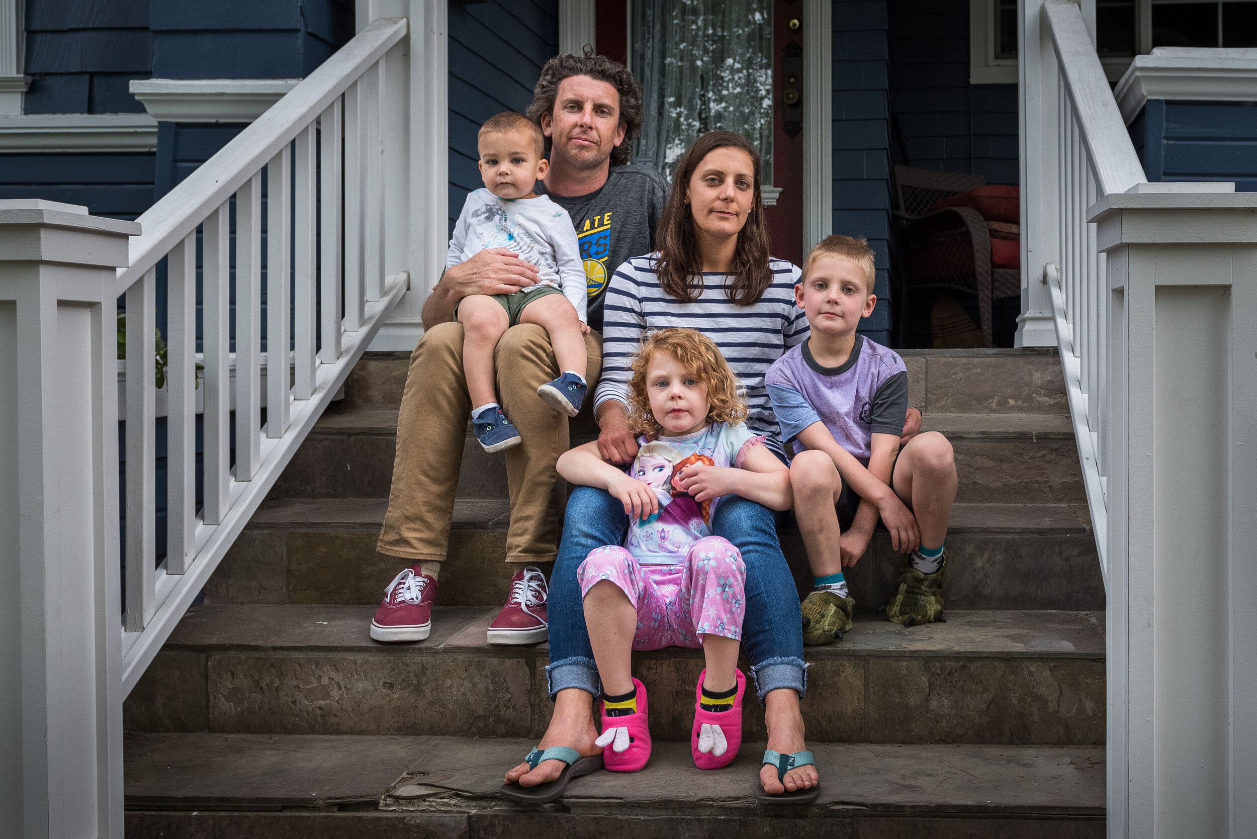  The Lavelle Family: from left Brendan, 2, Brendan, 38, Cat, 39, Evelyn, 4, and Nicholas, 5. They have been living in the Olinder neighborhood for 10 years. “The water came in really fast the day of the flood, forcing us to evacuate quickly. The foll