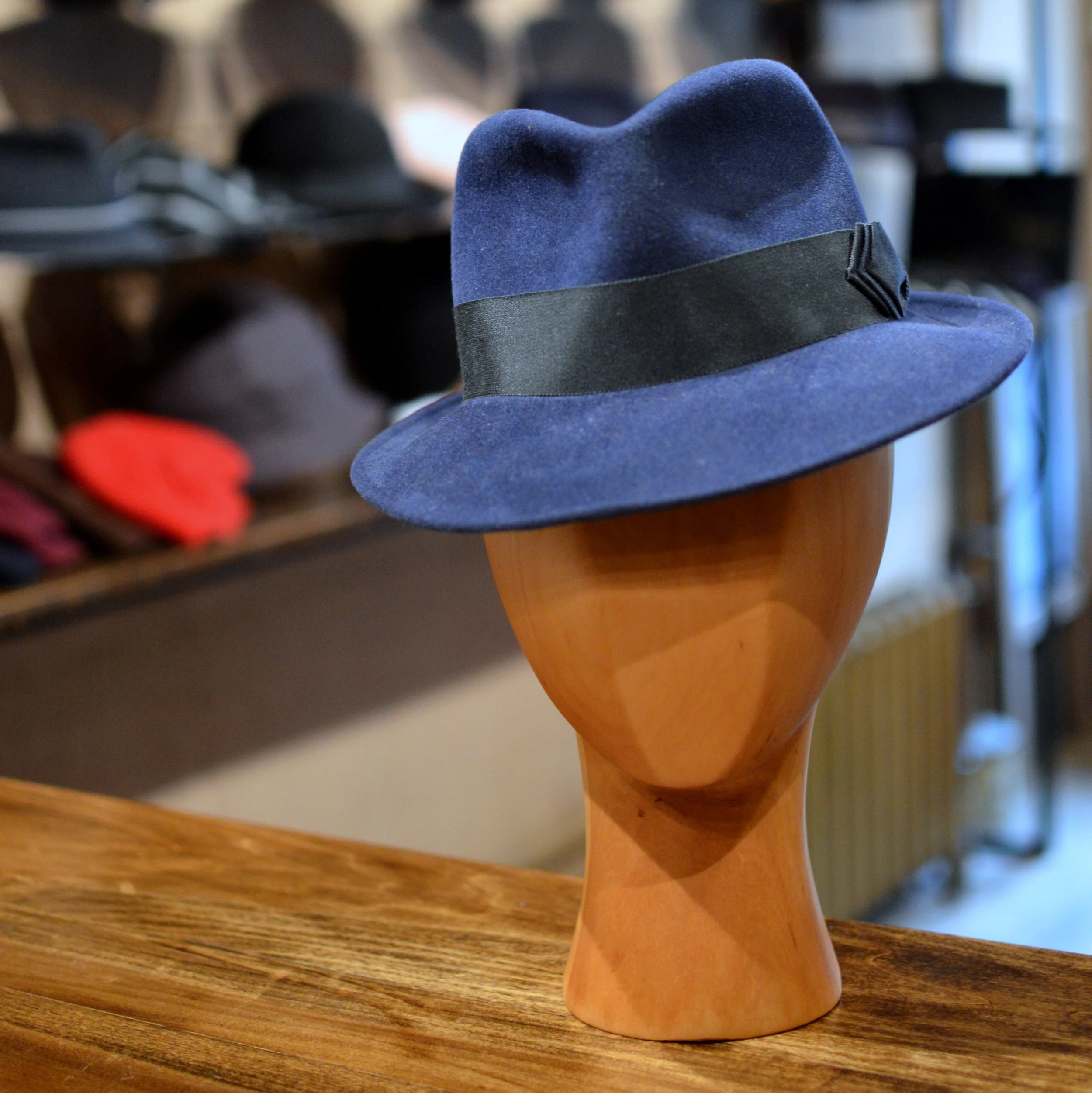 Don Wrong - A traditional short brimmed Fedora in Blue fur felt