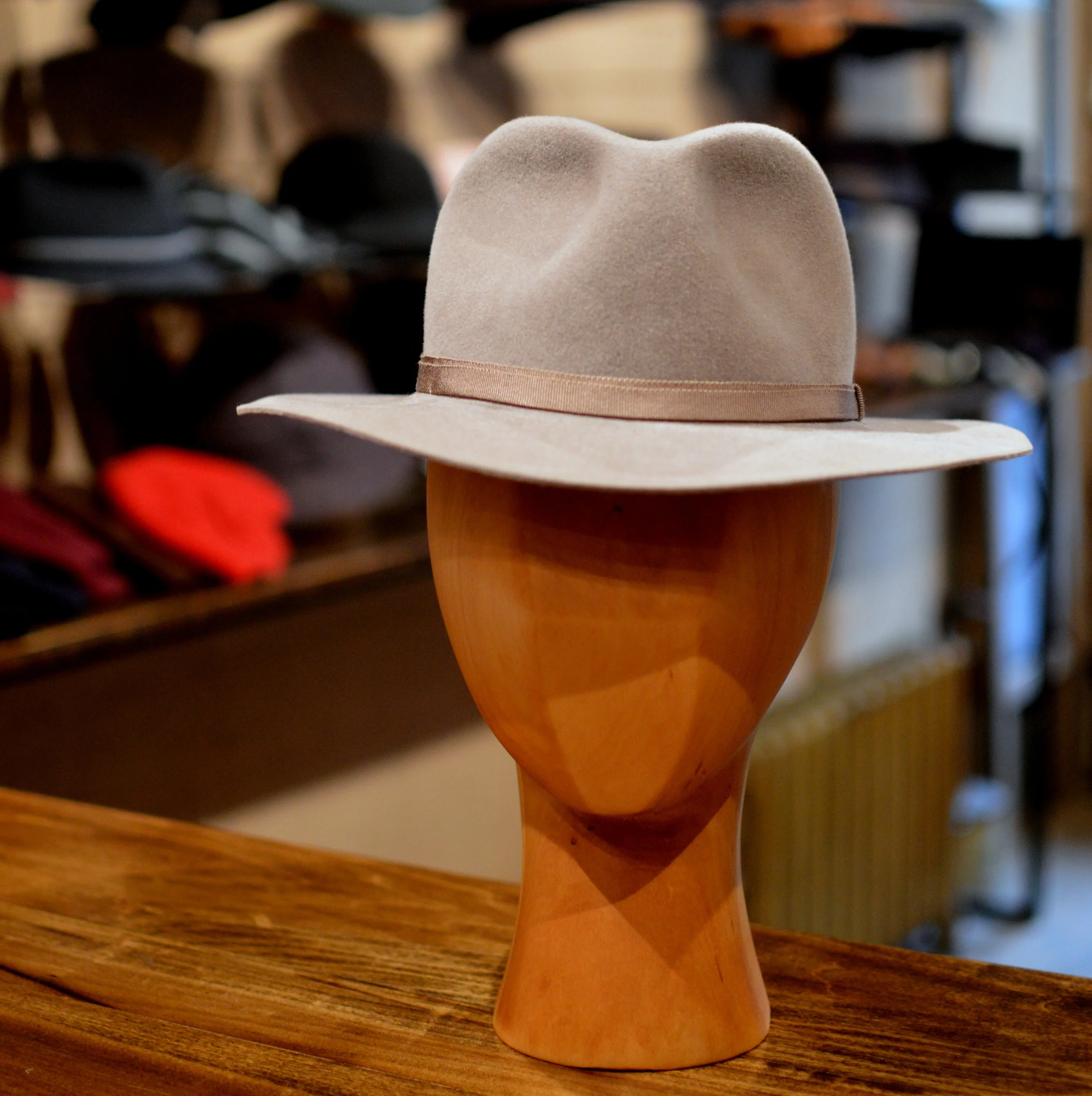 Flat Dan - A flat brimmed fedora with tall pinched crown