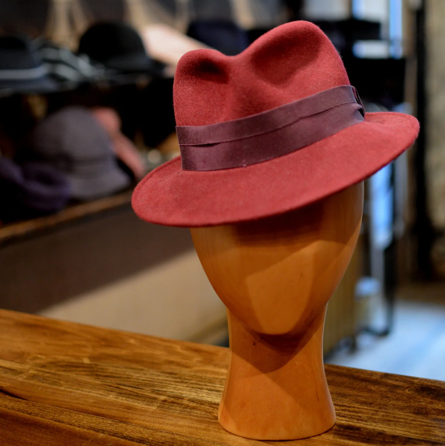 Don Wrong Classic Fedora in Burgundy — East Village Hats display picture 1