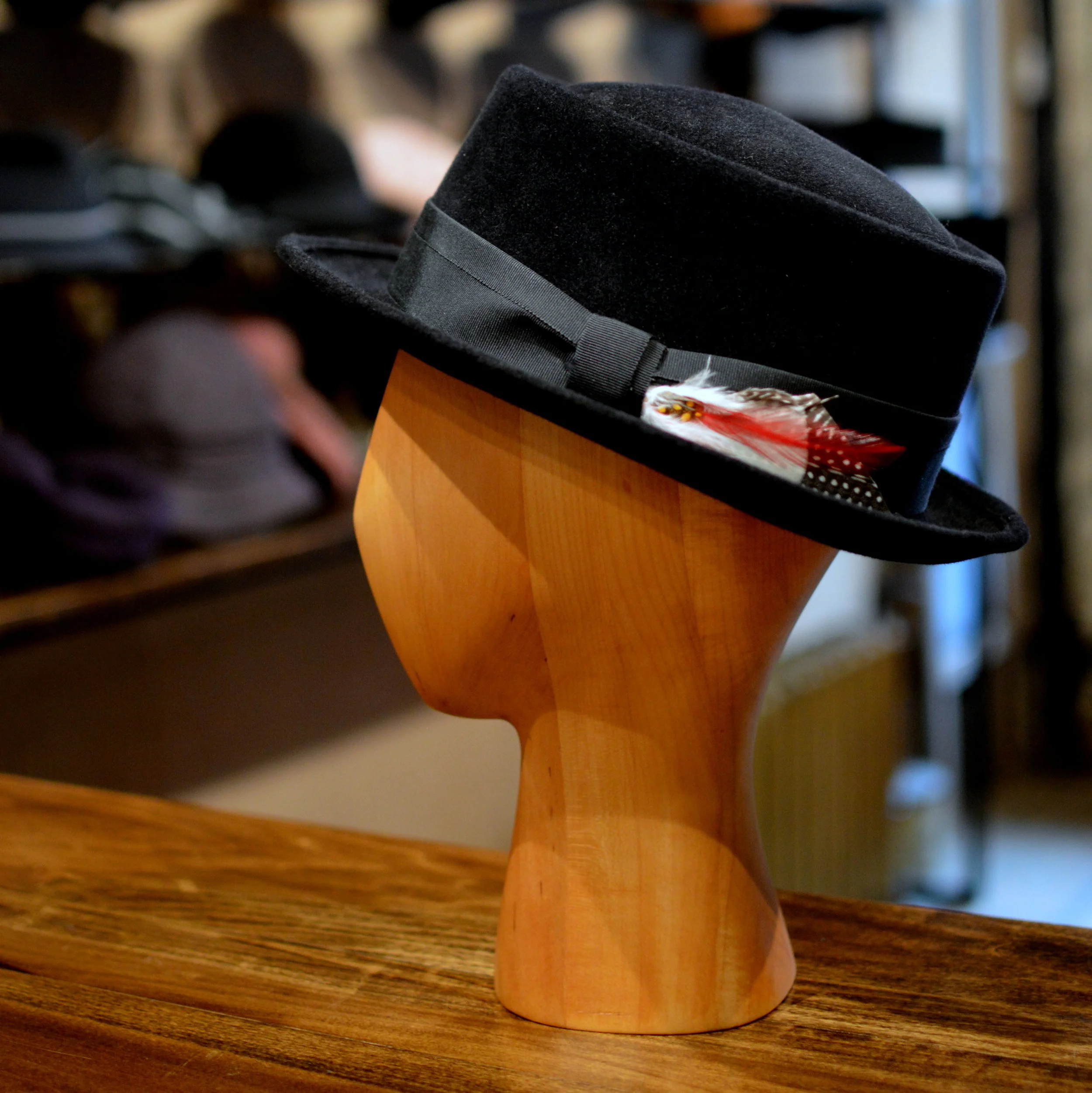 Walt Porkpie Black - A traditional porkpie with a 2inch brim and 3 1/2inch crown