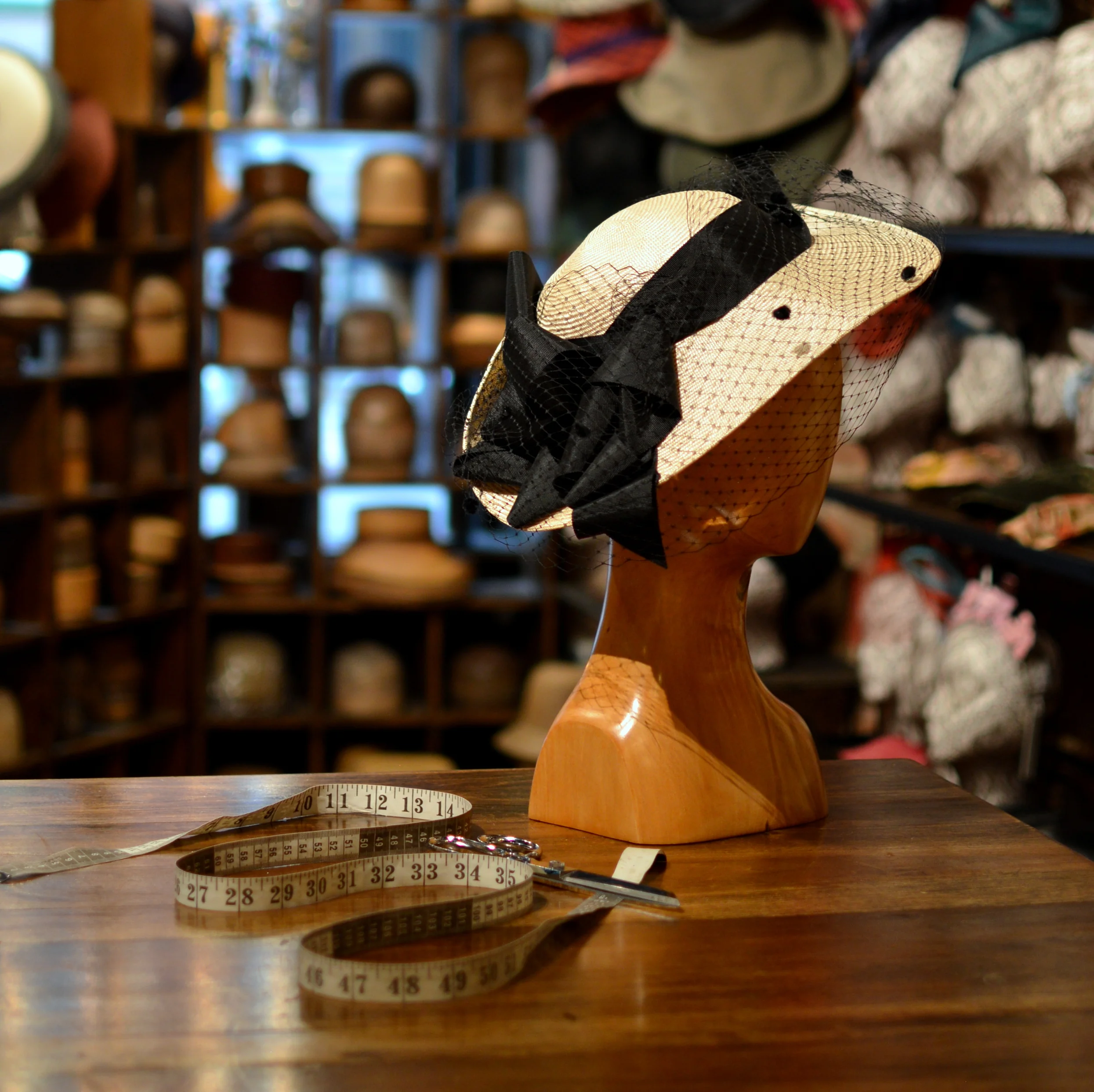 Edwardian Pirate Hat in Natural Parisisal with Black Trim