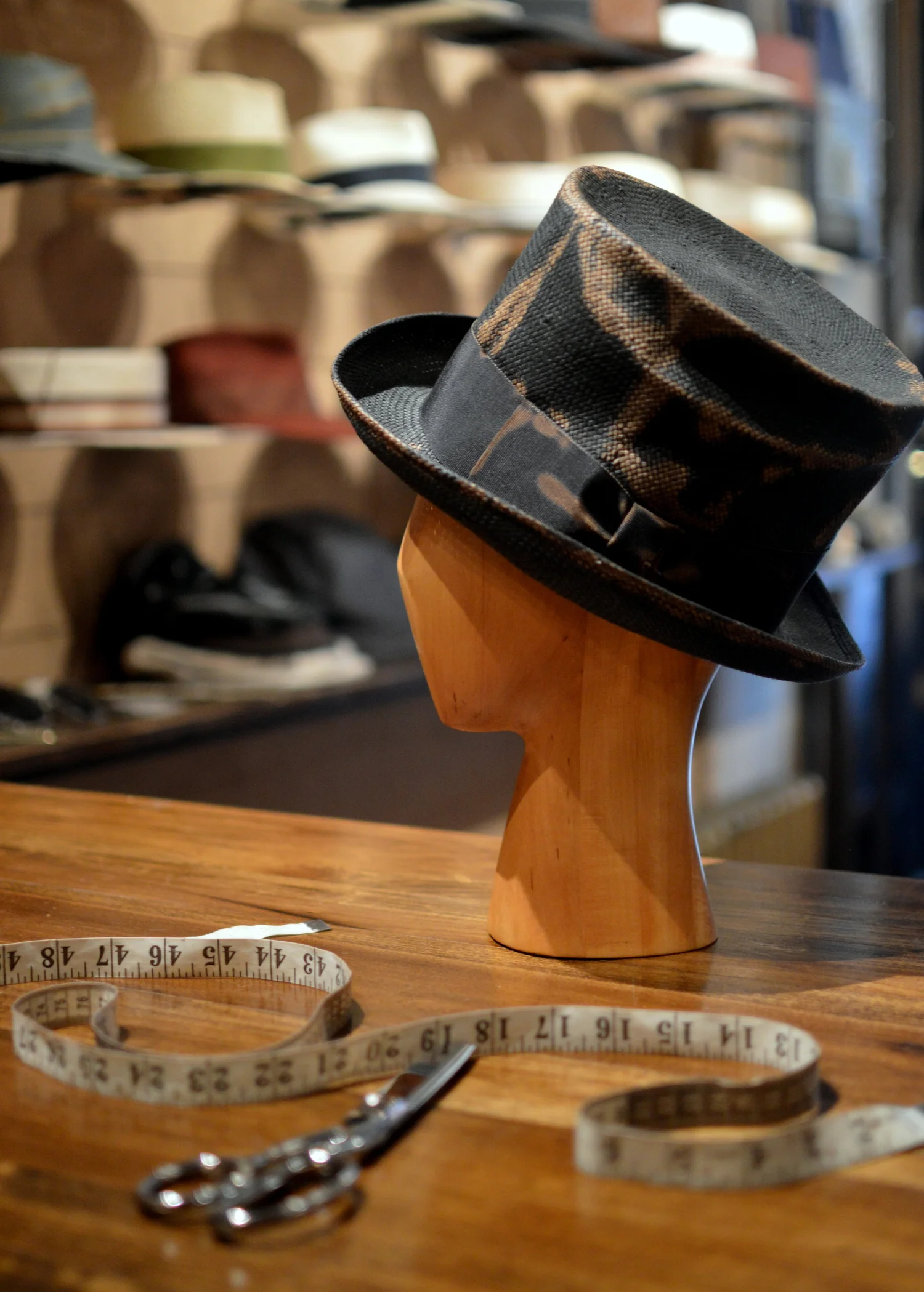 Distressed TopHat in Black Toyo Straw — East Village Hats