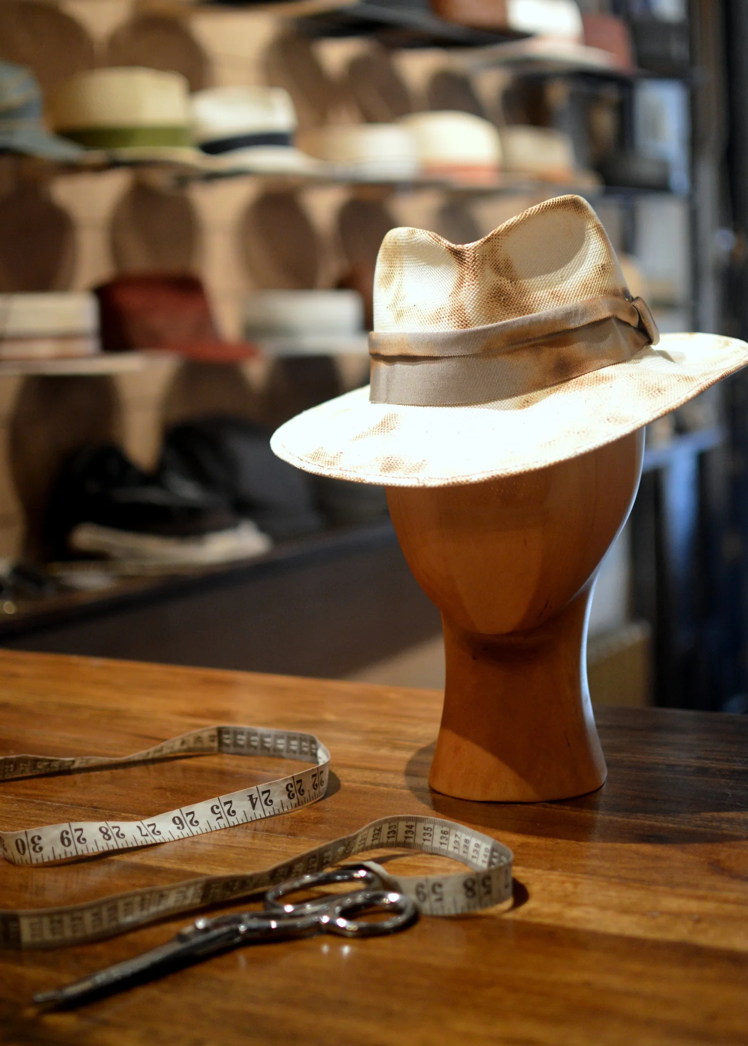 Distressed fedora in white glazed toyo — East Village Hats