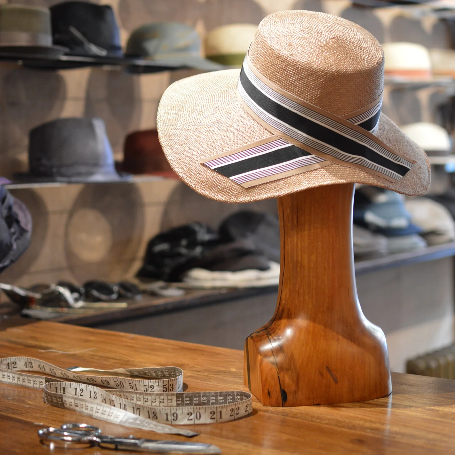 Monaco Straw Hat in in natural two-tone sinamay — East Village Hats