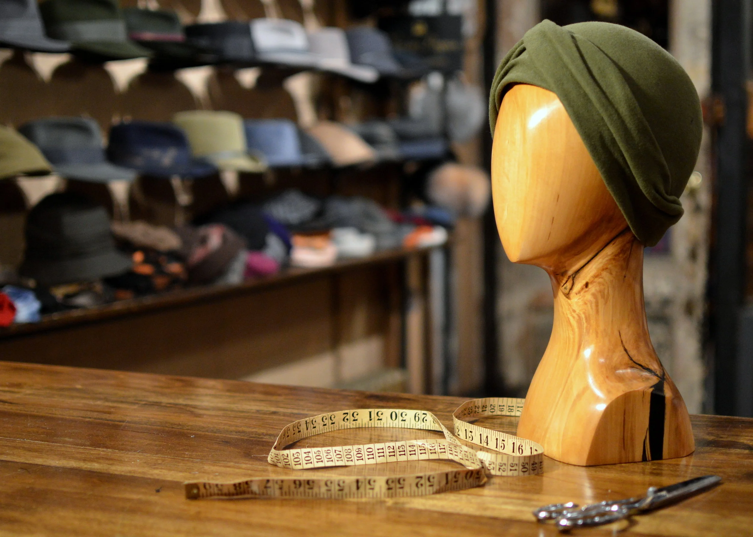 The Annette Cloche is a hand draped turban made from vintage felt side