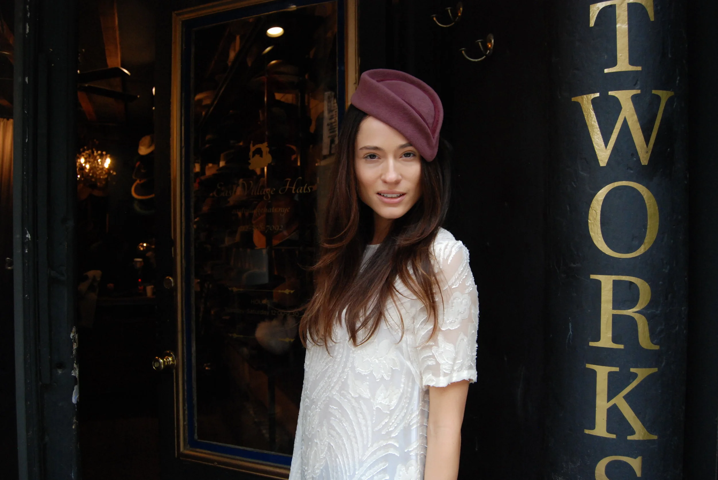 Rose Teardrop Cocktail Hat is handmade with felt trim detail