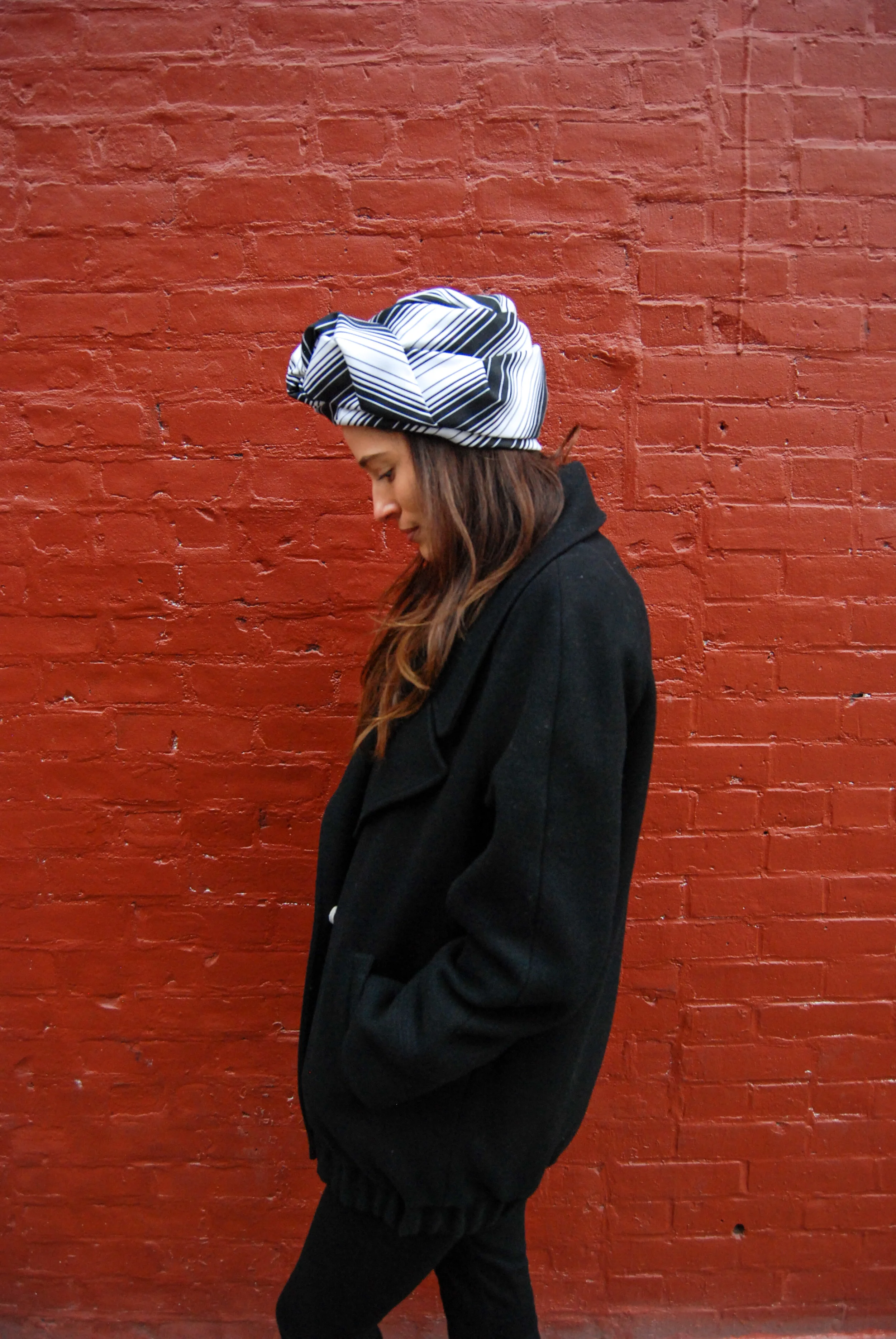 Bold Striped Cotton Urban Turban - A hand draped cotton Turban with bold stripes