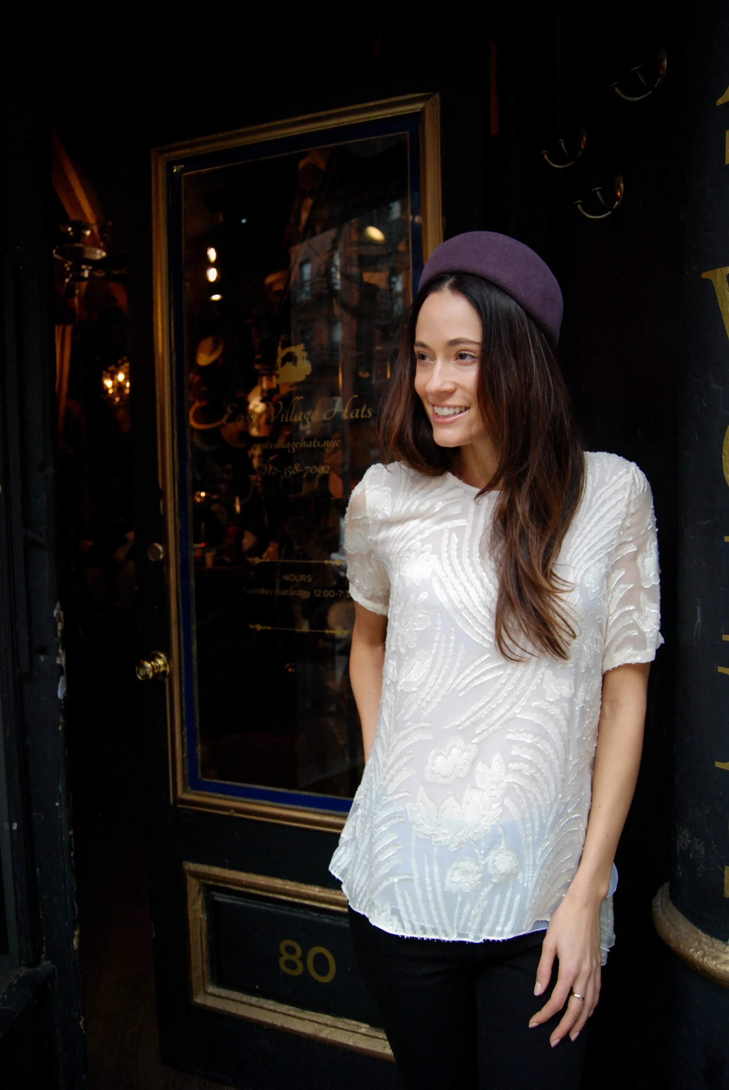 Jackie O Pillbox Hat, handmade in purple or wine felt