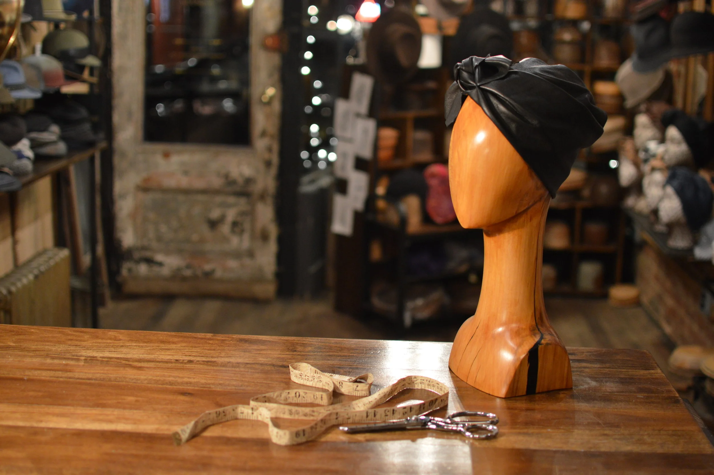 Black Leather Urban Turban - The Urban Turban is hand draped in a luxurious black leather