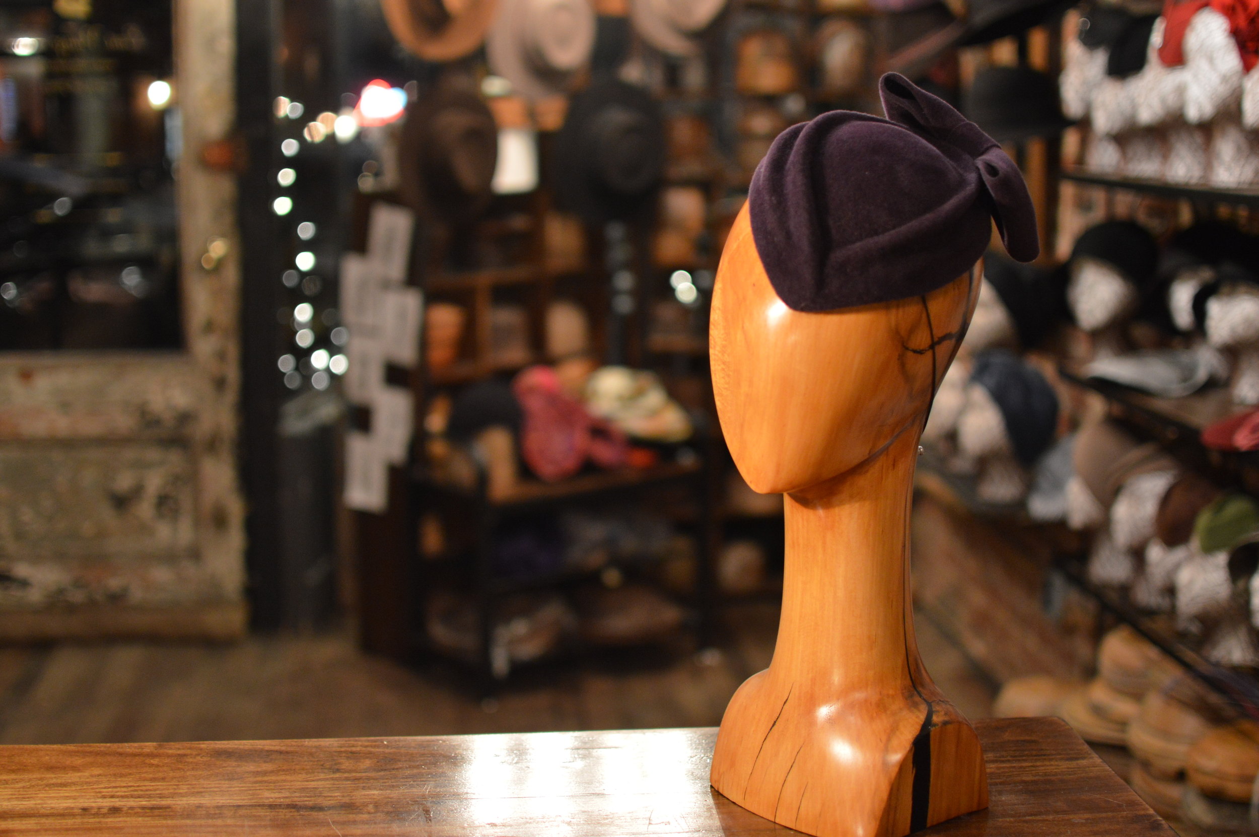 Retro pillbox style cocktail hat handmade with a chick bow