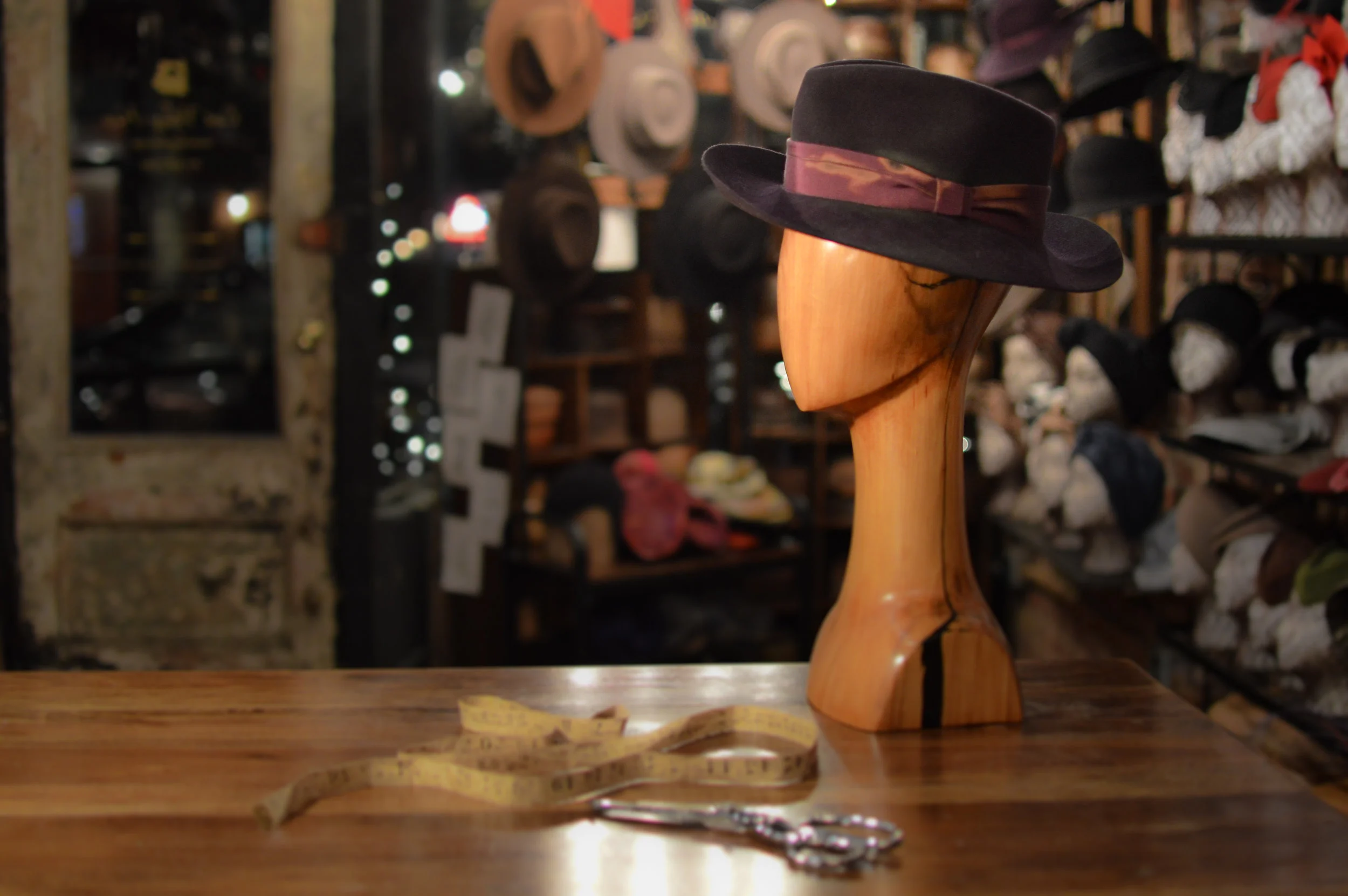 The Distressed Fedora in Purple is a handmade Suede Fur Felt hat.
