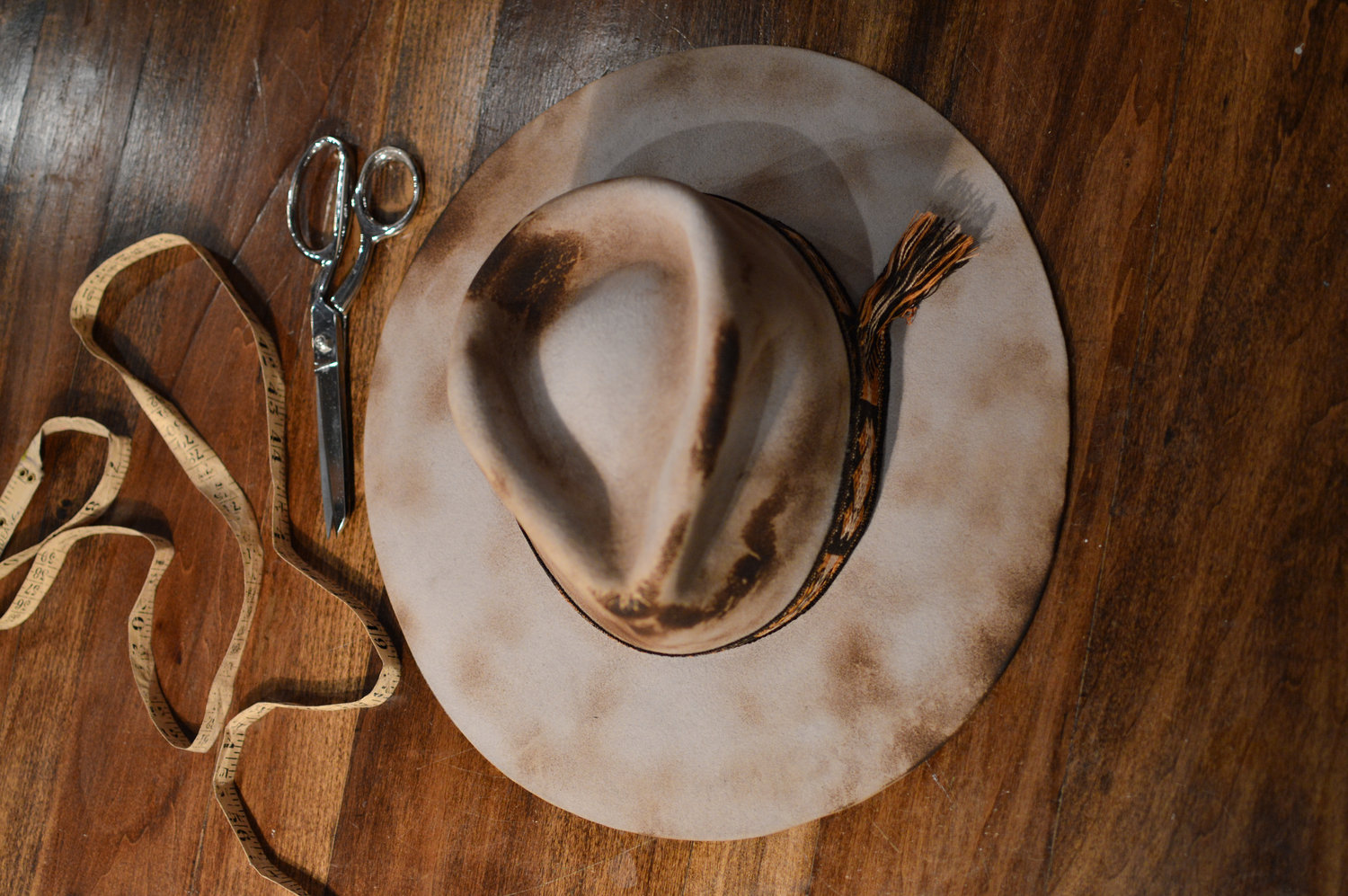 Austin Flat Brim Distressed Cowboy Hat in Alabaster — East Village