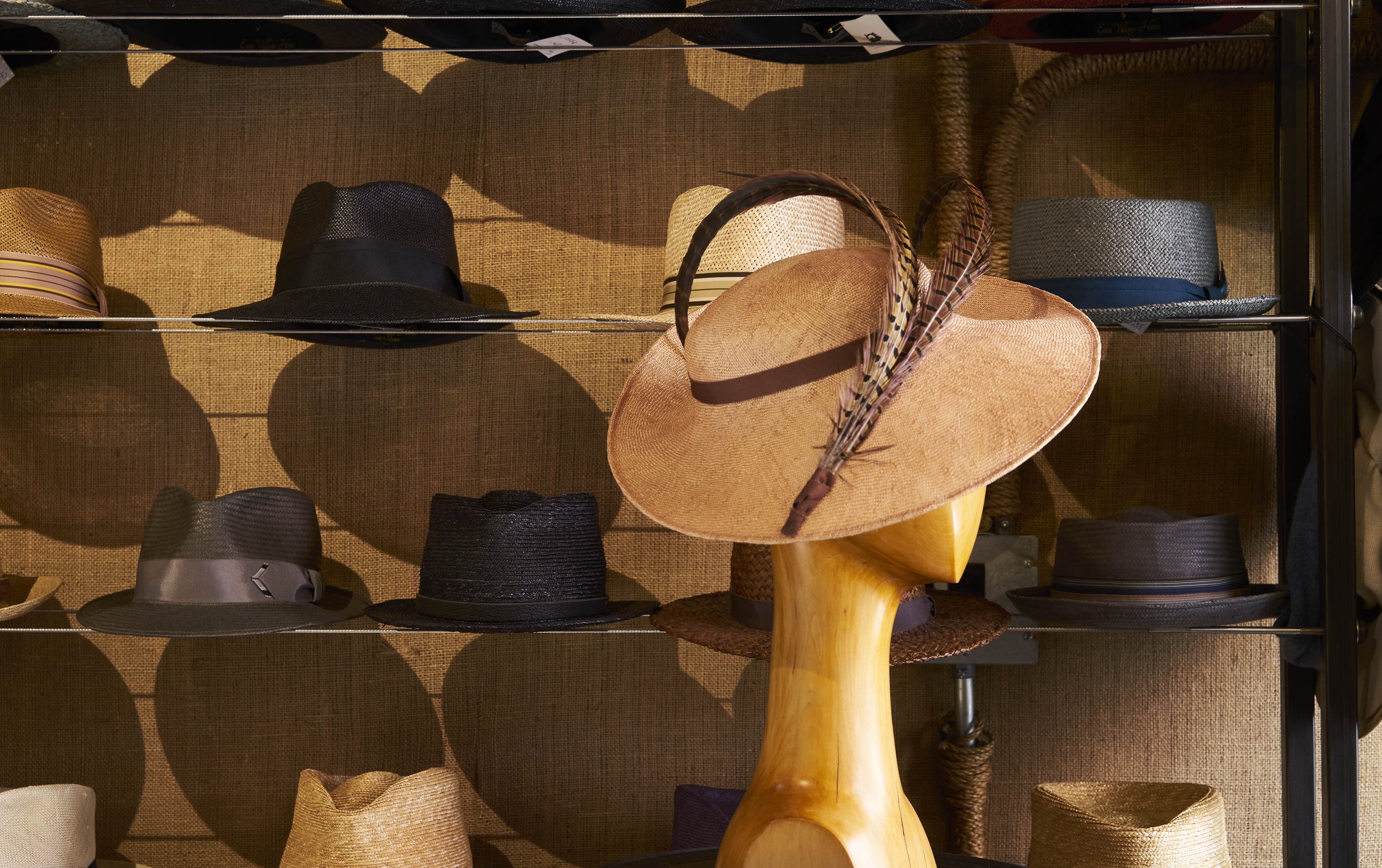 Gloria in blush with pheasant feathers — East Village Hats