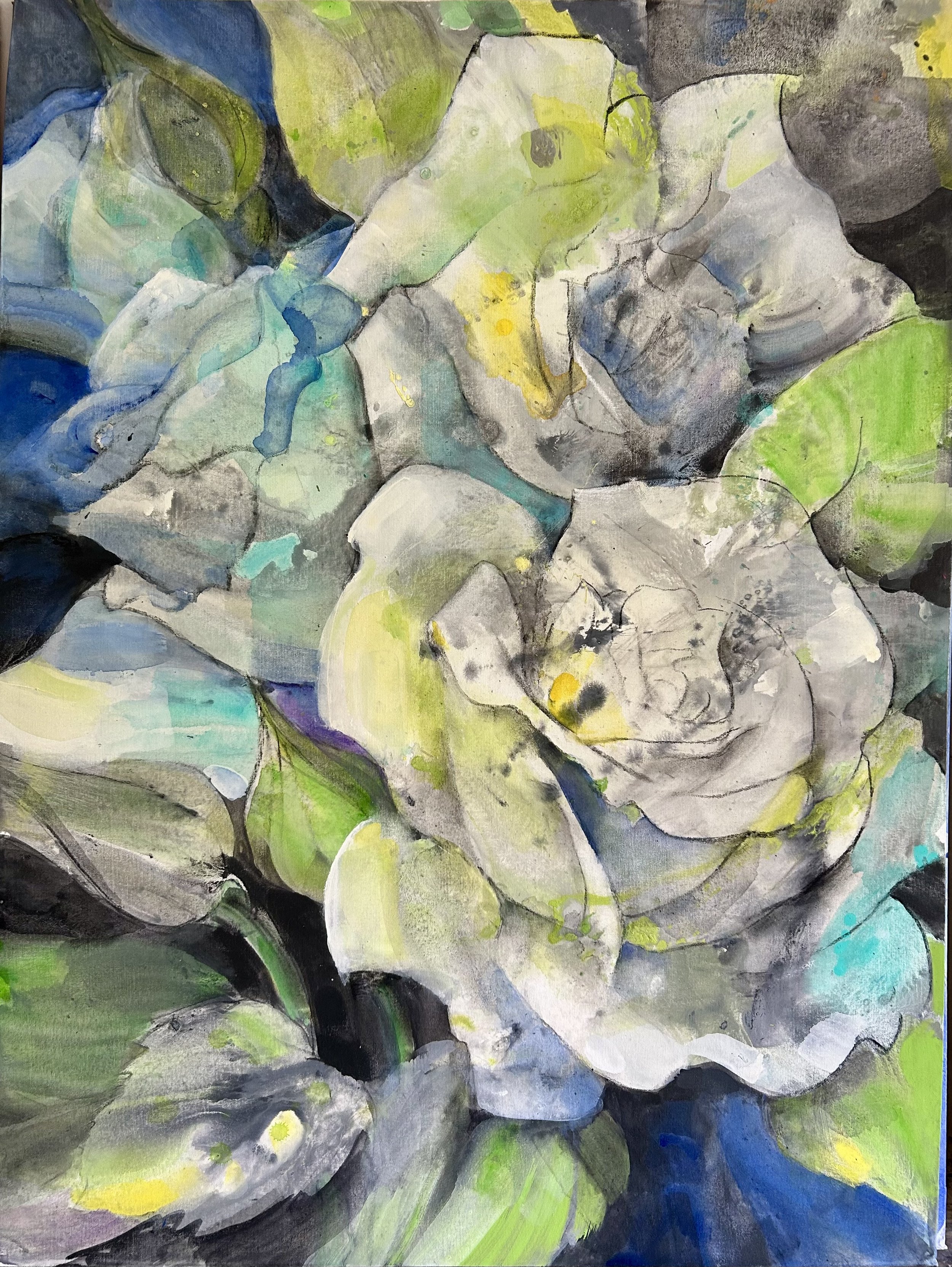 White Roses Explosion (48 x 36 in / 121 x 91 cm)