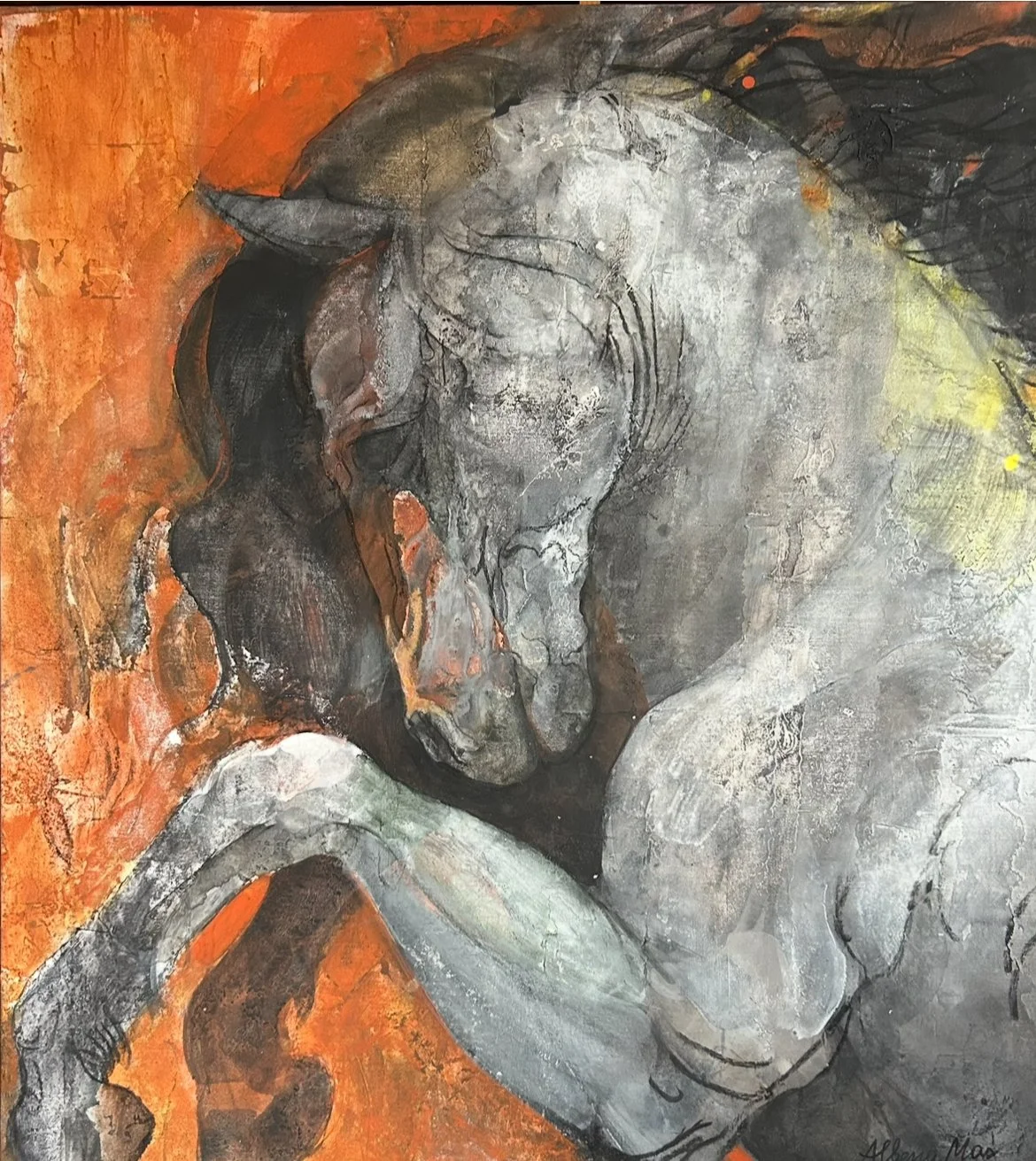 Red Warrior (48 x 42 in, 122 x 108 cm)