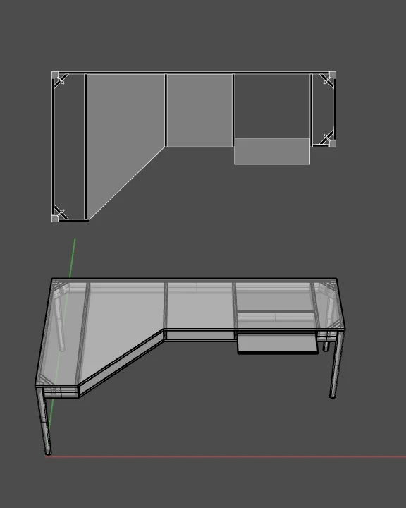  Corner Desk in Rhino 