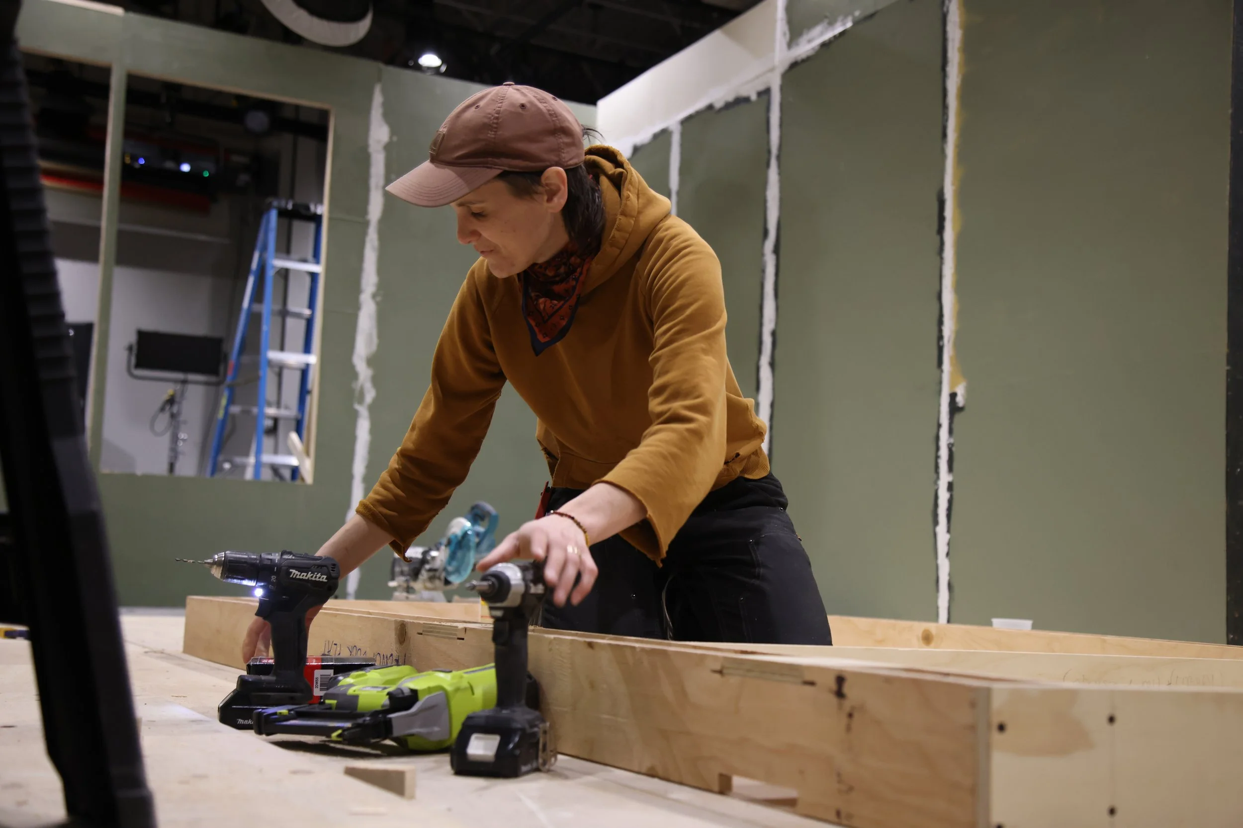  Working in the roughed-out living room 
