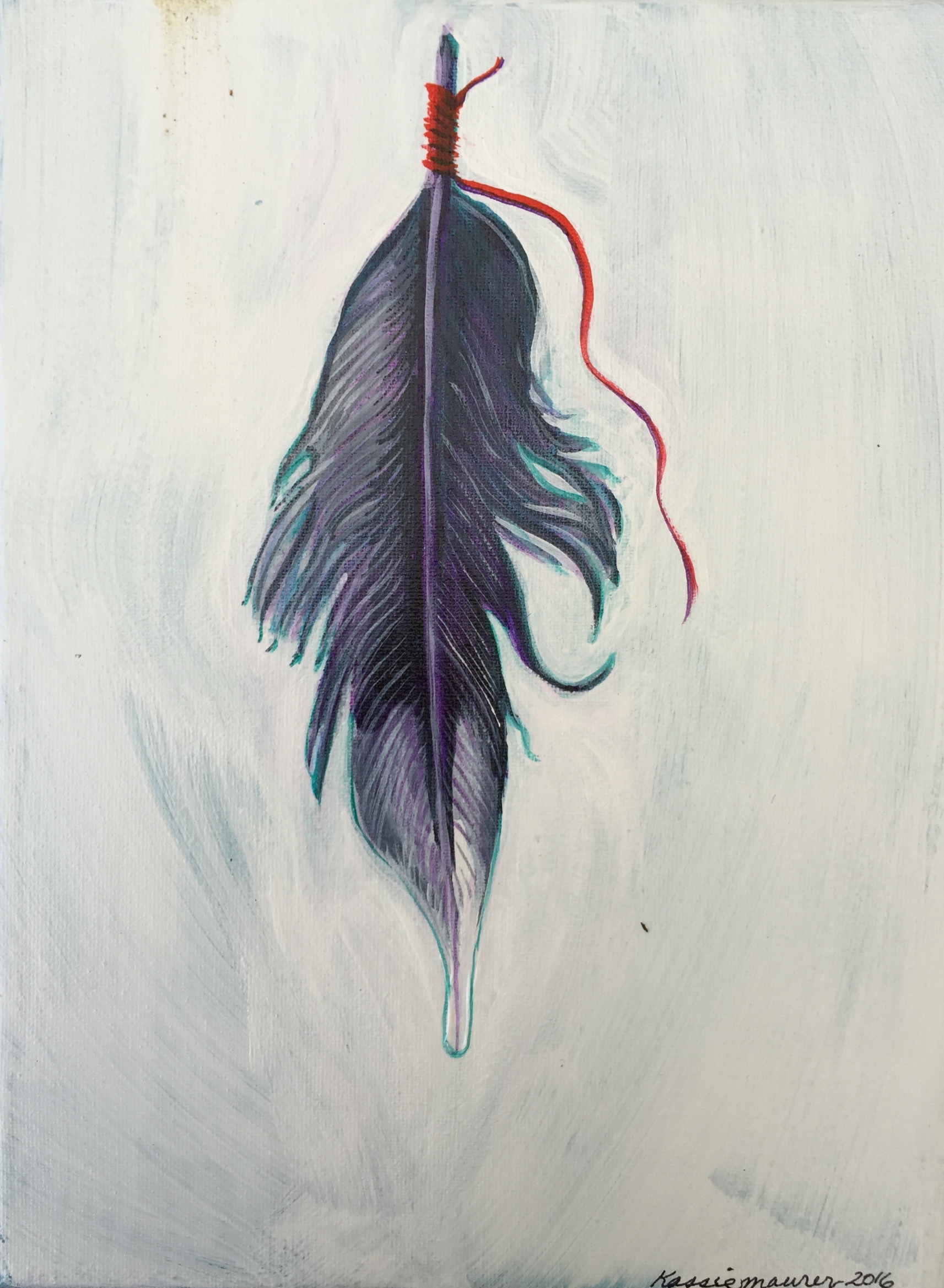 Flicker Feather, Acrylic on Canvas, 6 x 12"  SOLD