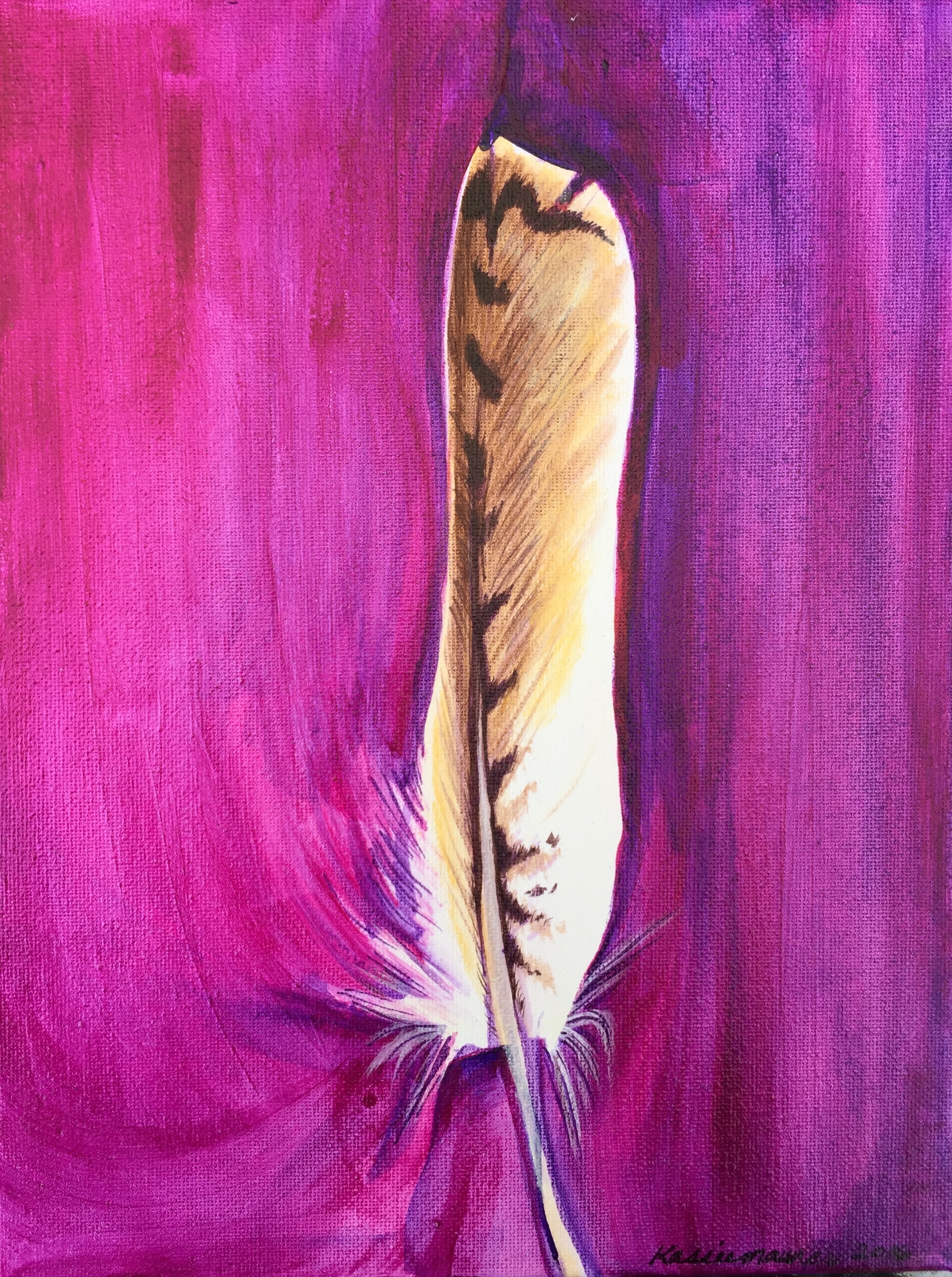 Hawk Feather, Acrylic on Canvas, 6 x 12"  SOLD