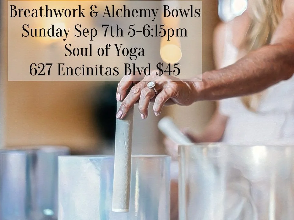 Breathwork &amp; Alchemy Crystal Bowl Healing Group 
Sunday, Sept 7th | 5:00&ndash;6:15 PM
@soulofyogainstitute &bull; Encinitas, CA
$45 | 🔗 Link in bio to register

Join us for a heart-opening evening of deep healing, remembrance, and return. Throu