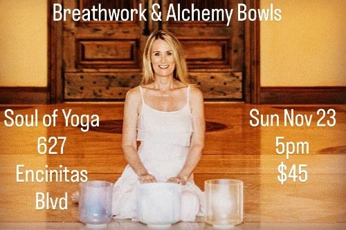 In-Person Breathwork + Alchemy Crystal Bowls
Saturday, Nov 23 | 5:00&ndash;6:15 PM | $45
Soul of Yoga &ndash; 627 Encinitas Blvd
Link in bio to register

Before the busyness of the season sets in, take this time to reset your nervous system and come 