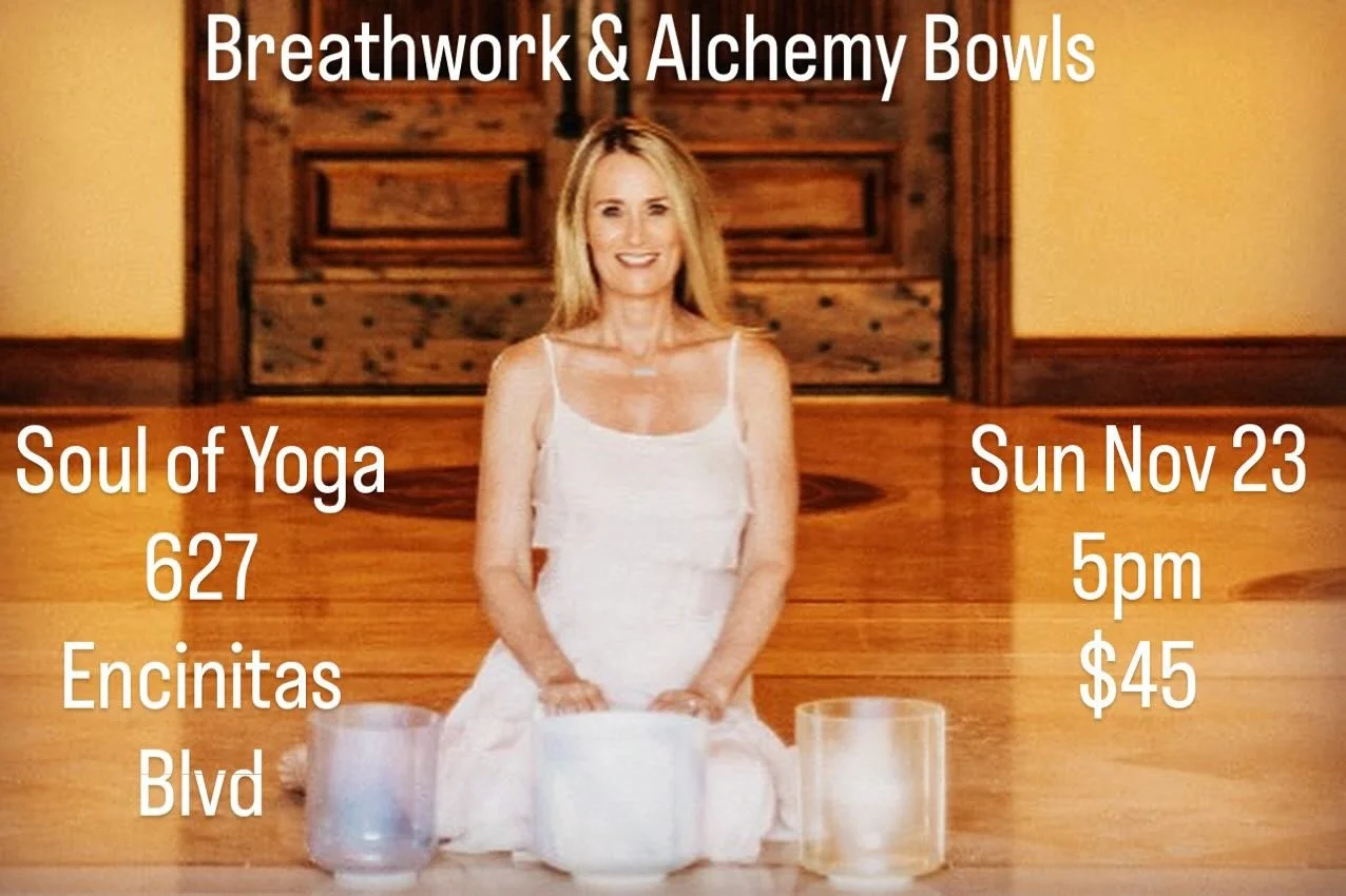 In-Person Breathwork + Alchemy Crystal Bowls
Sunday, November 23 | 5:00 PM | $45
Soul of Yoga &ndash; 627 Encinitas Blvd
Link in bio to register

Gratitude is more than a mindset.
It is a frequency.
A spacious, steady place to reside.

Join me for an