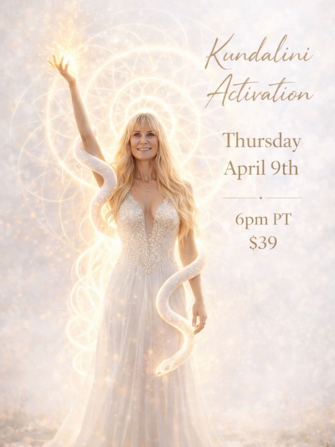 Kundalini Activation &mdash; Online Class

Thursday, April 9th | 6:00 PM PT | $39
Link in Bio
There is a light within you that already knows the way.

Kundalini Activation is a direct transmission of life force energy that gently awakens your own inn