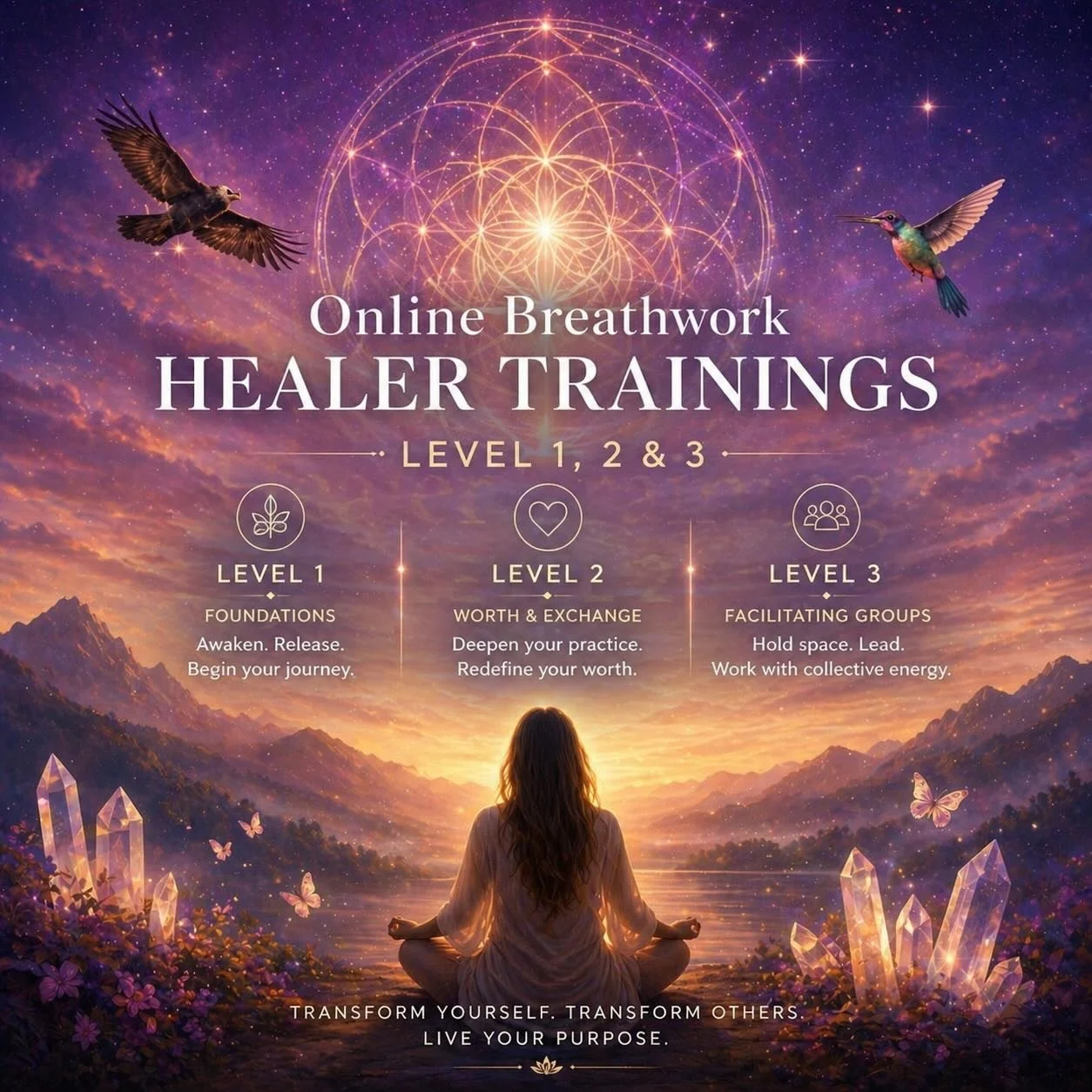 ONLINE BREATHWORK HEALER TRAININGS 

Based on the work on intuive healer @davidelliott10  Your path unfolds with me in three stages&mdash;each one deepening your capacity to heal, to trust, and to lead.

Level 1 begins the journey.
Level 2 refines yo