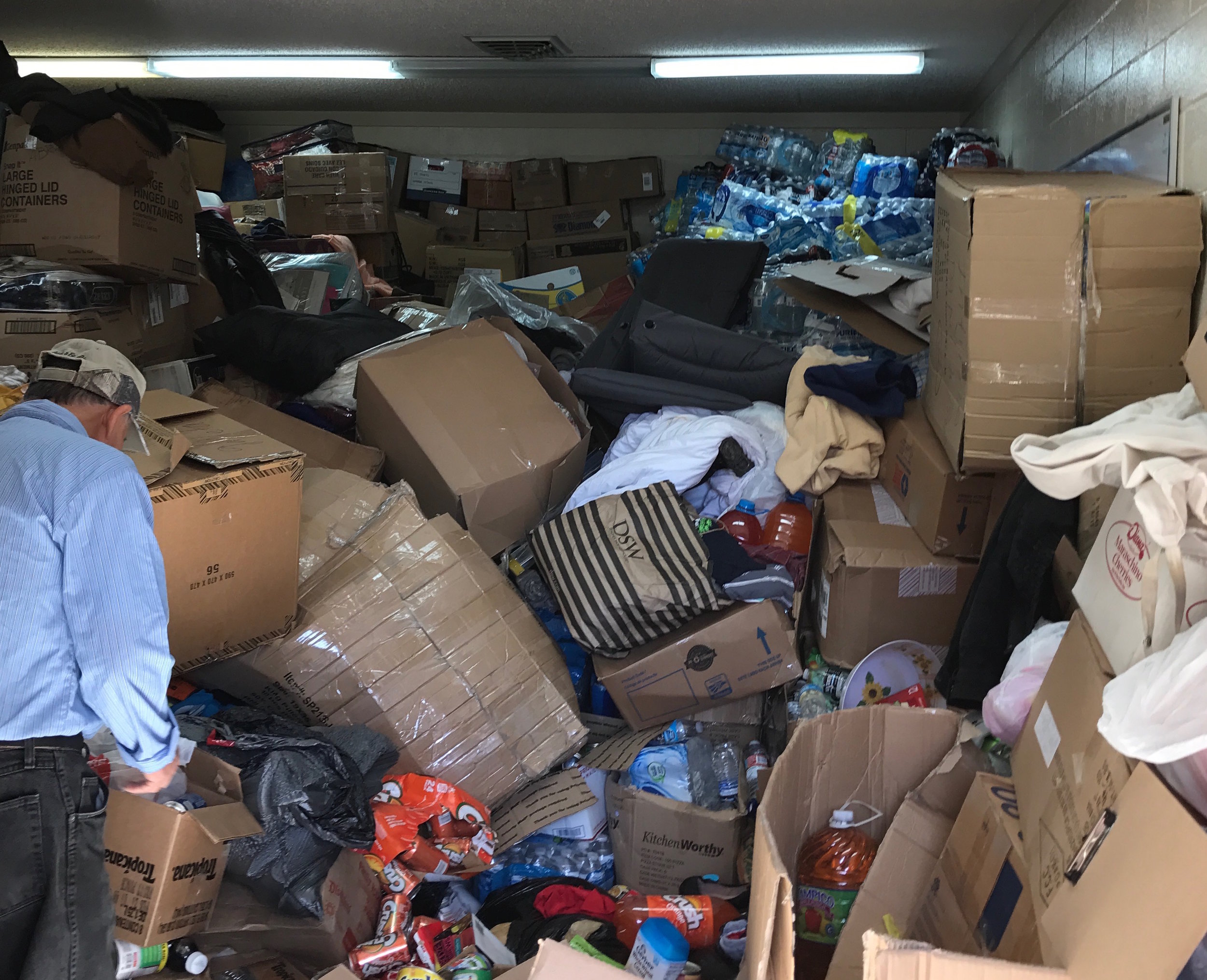  Donated clothing, food, water, and supplies to be sorted and organized for daily trips across to Nuevo Laredo to support the Cuban migrant community in limbo. The Holding Institute serves as the Laredo staging site for this ministry of hospitality a