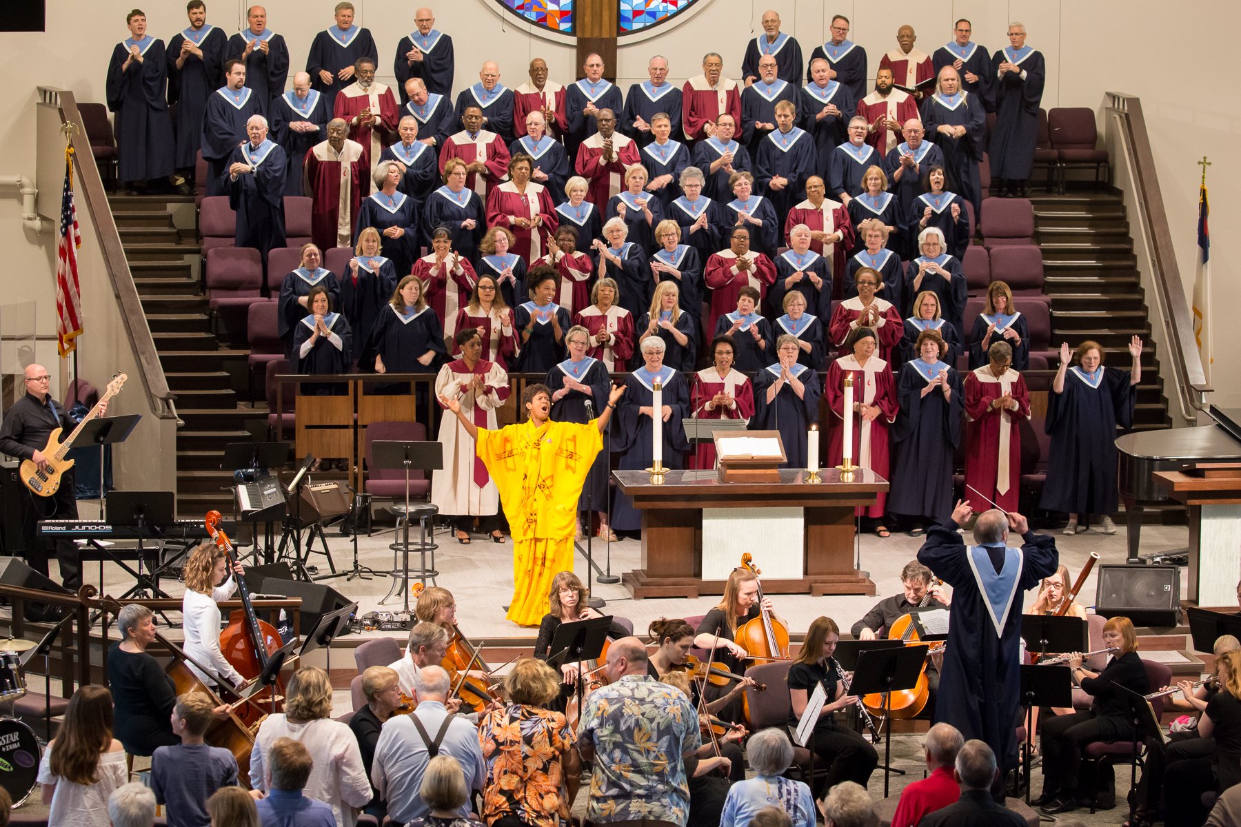  Rosephanye Powell performing her  Gospel Trinity  with the Bethany Orchestra and combined choirs from Bethany UMC and Wesley UMC, Austin.&nbsp; The four-movement work was performed at three worship services in the Bethany UMC Worship Center in Austi