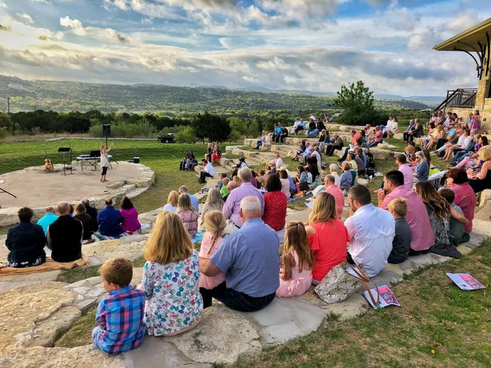Members of Bee Creek UMC, Spicewood celebrate Easter in the church's outdoor amphitheater. 