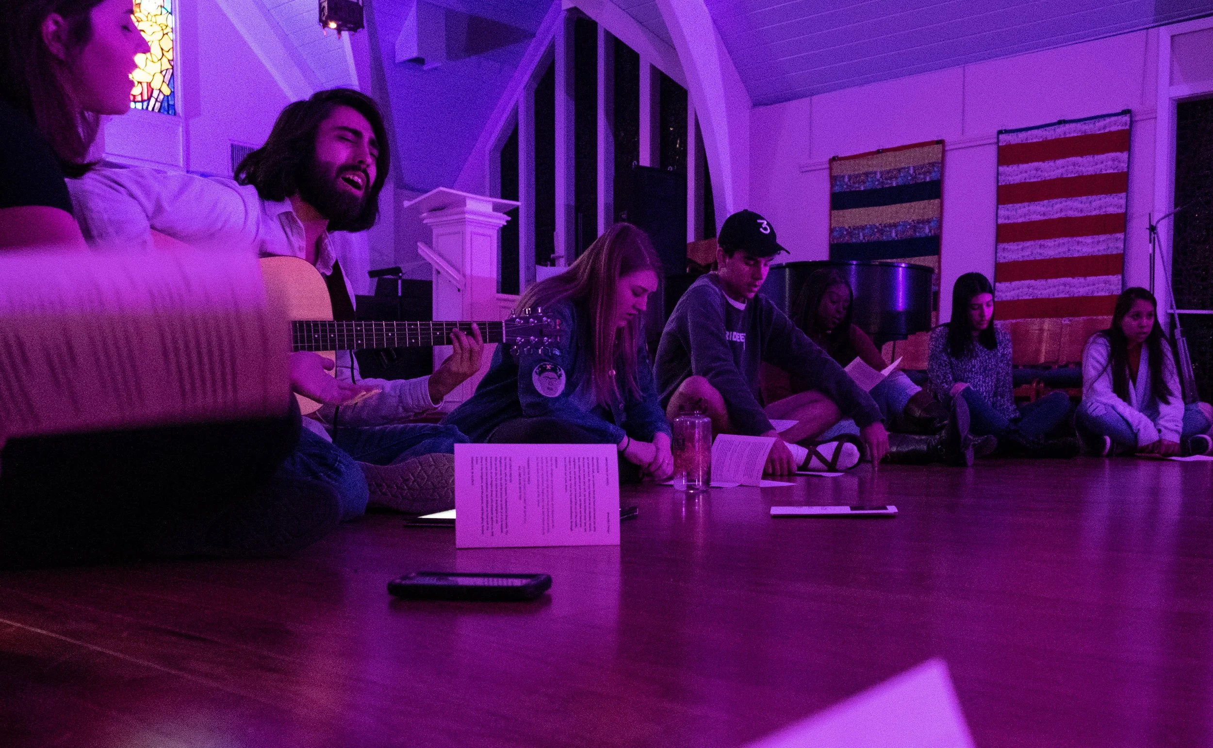 Texas State students receive and share ashes during Ash Wednesday worship at the United Campus Ministry. Photo credit: Tania Zapien